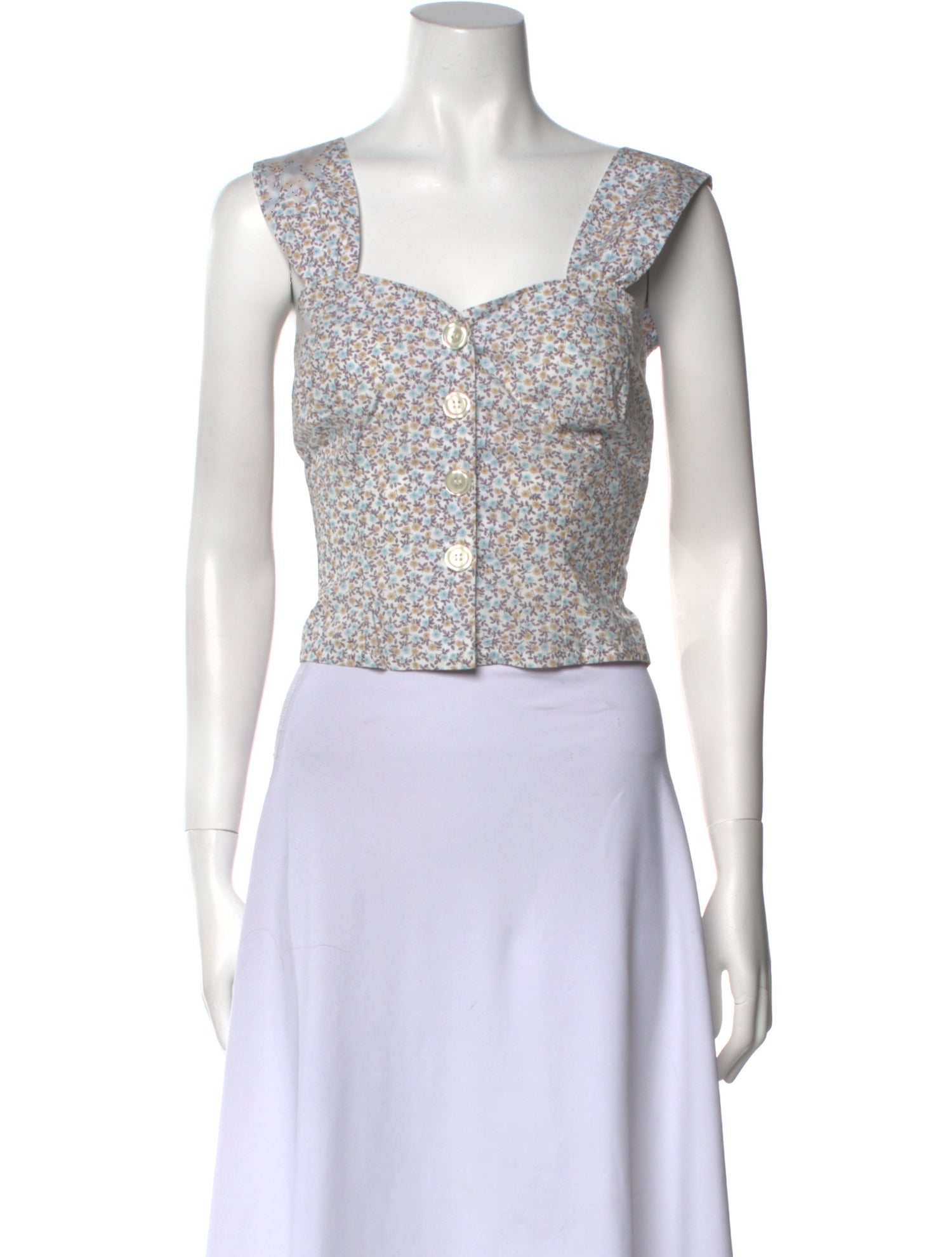 Rouje Floral Print Square Neckline Crop Top w/ Tags