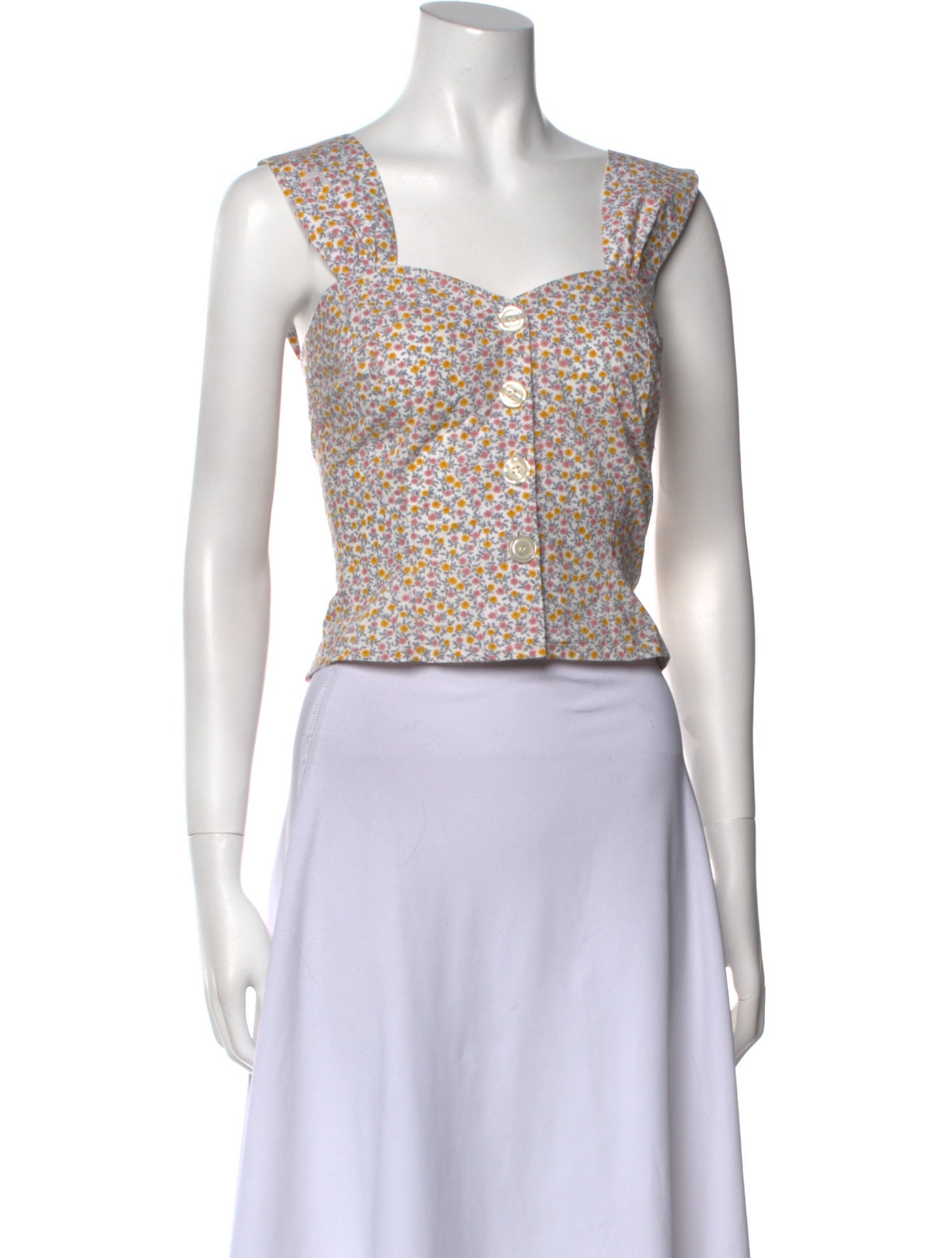 Rouje Floral Print Square Neckline Crop Top w/ Tags