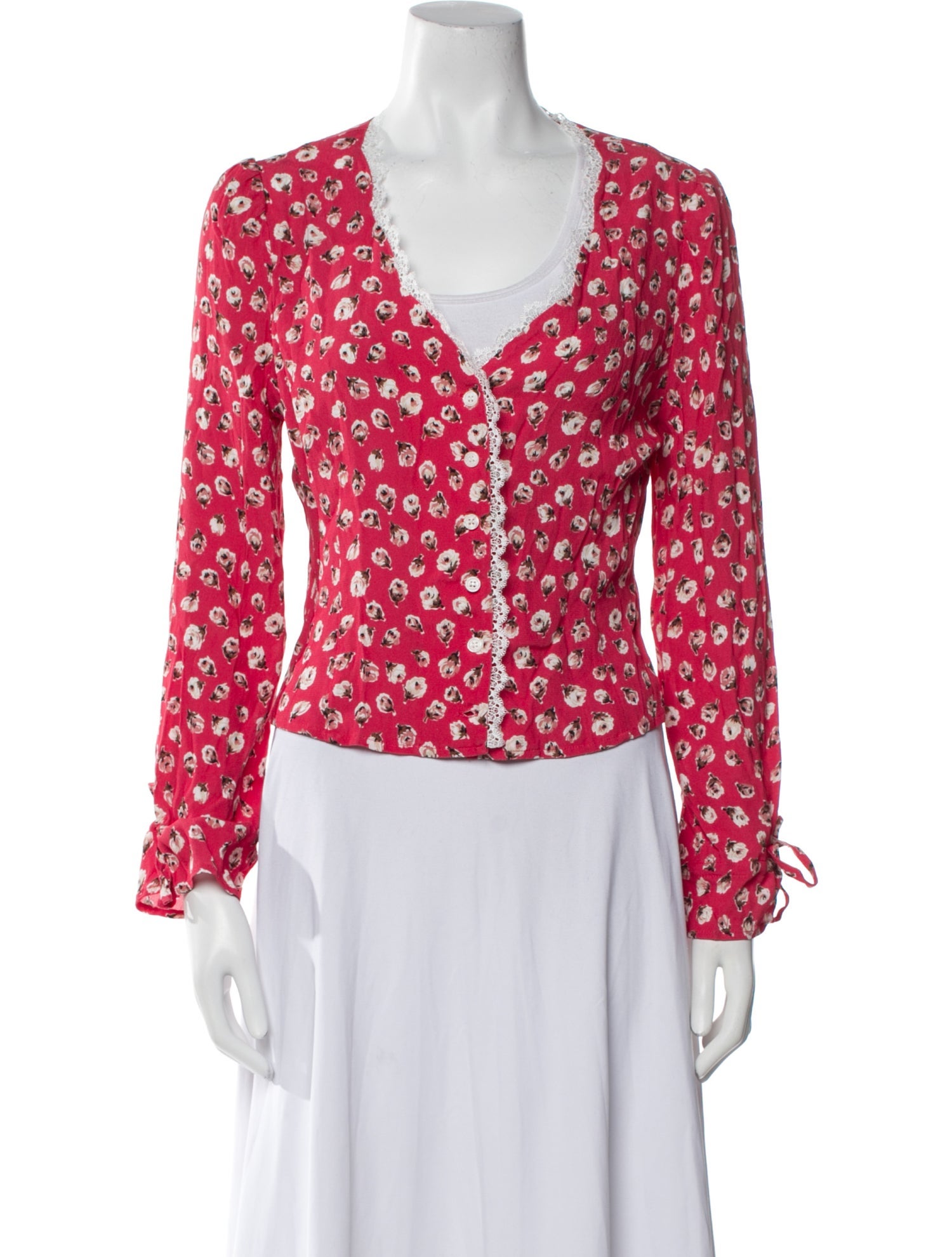 Rouje Floral Print Plunge Neckline Crop Top