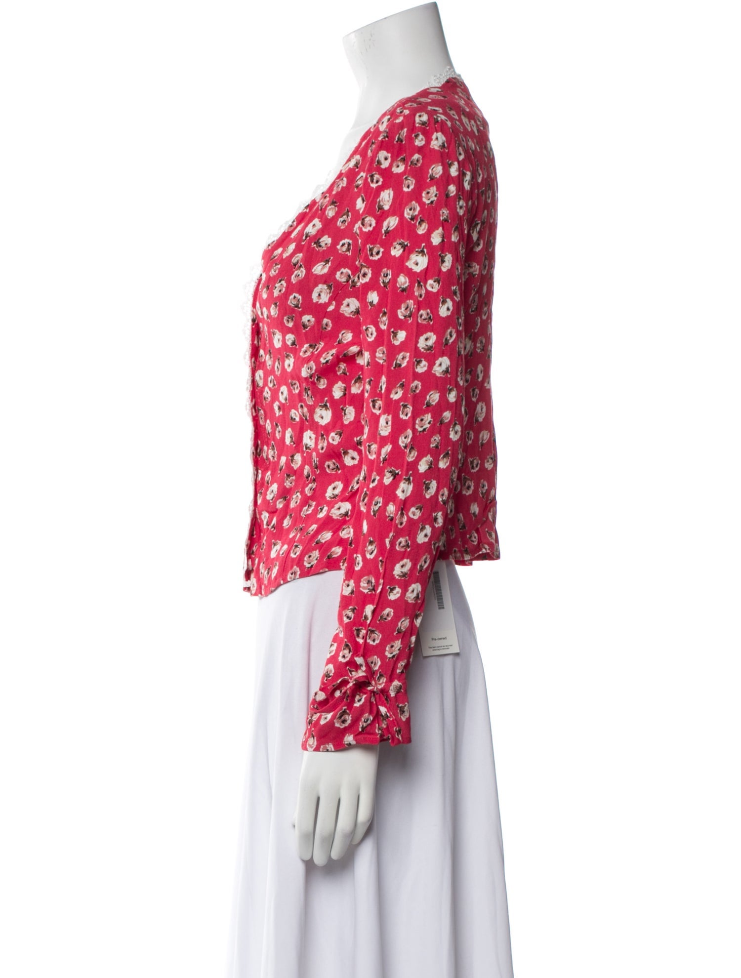 Rouje Floral Print Plunge Neckline Crop Top