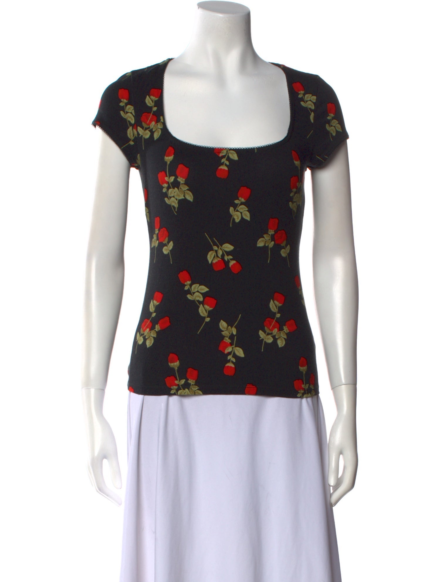 Rouje Floral Print Square Neckline Top