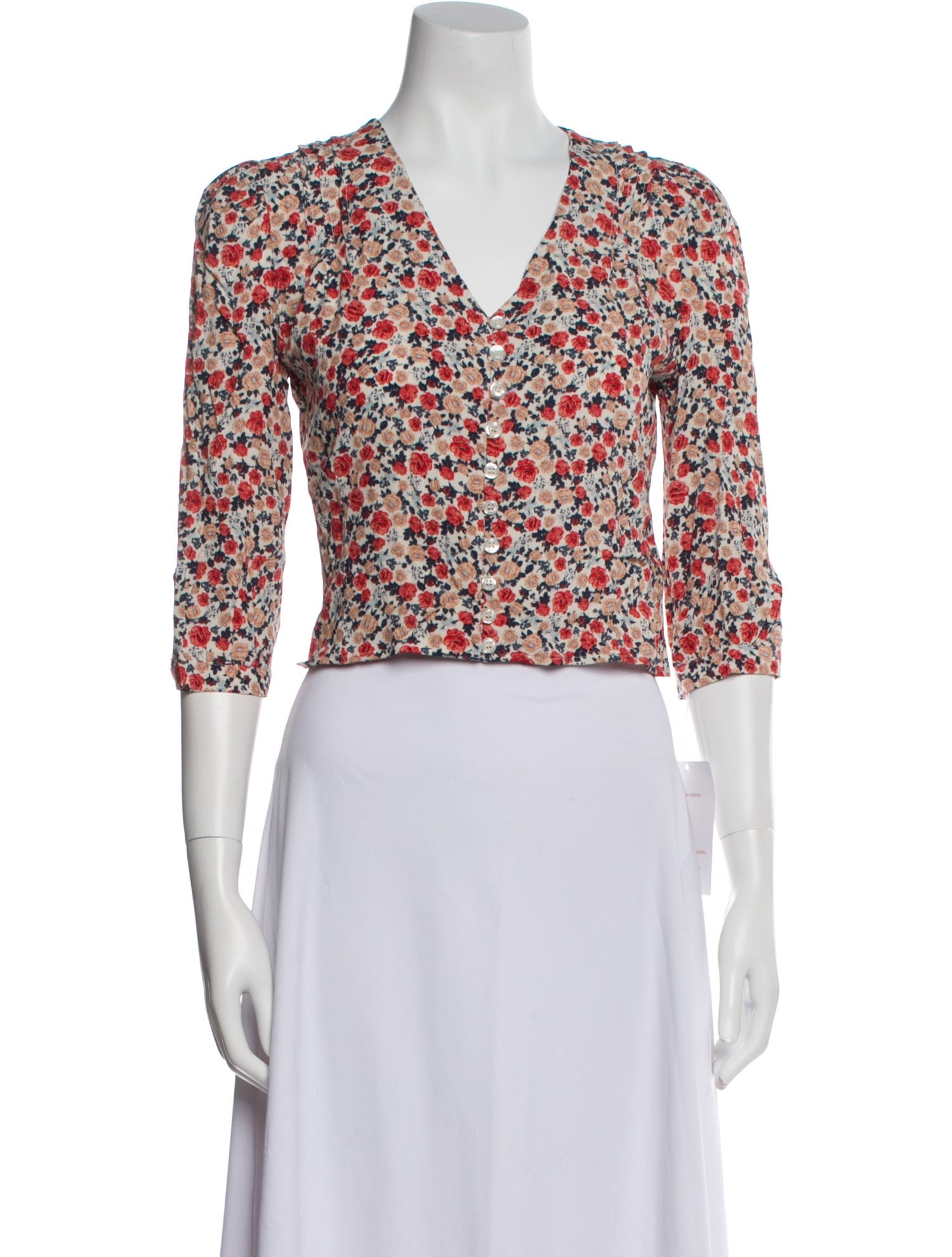 Rouje Floral Print V-Neck Crop Top w/ Tags