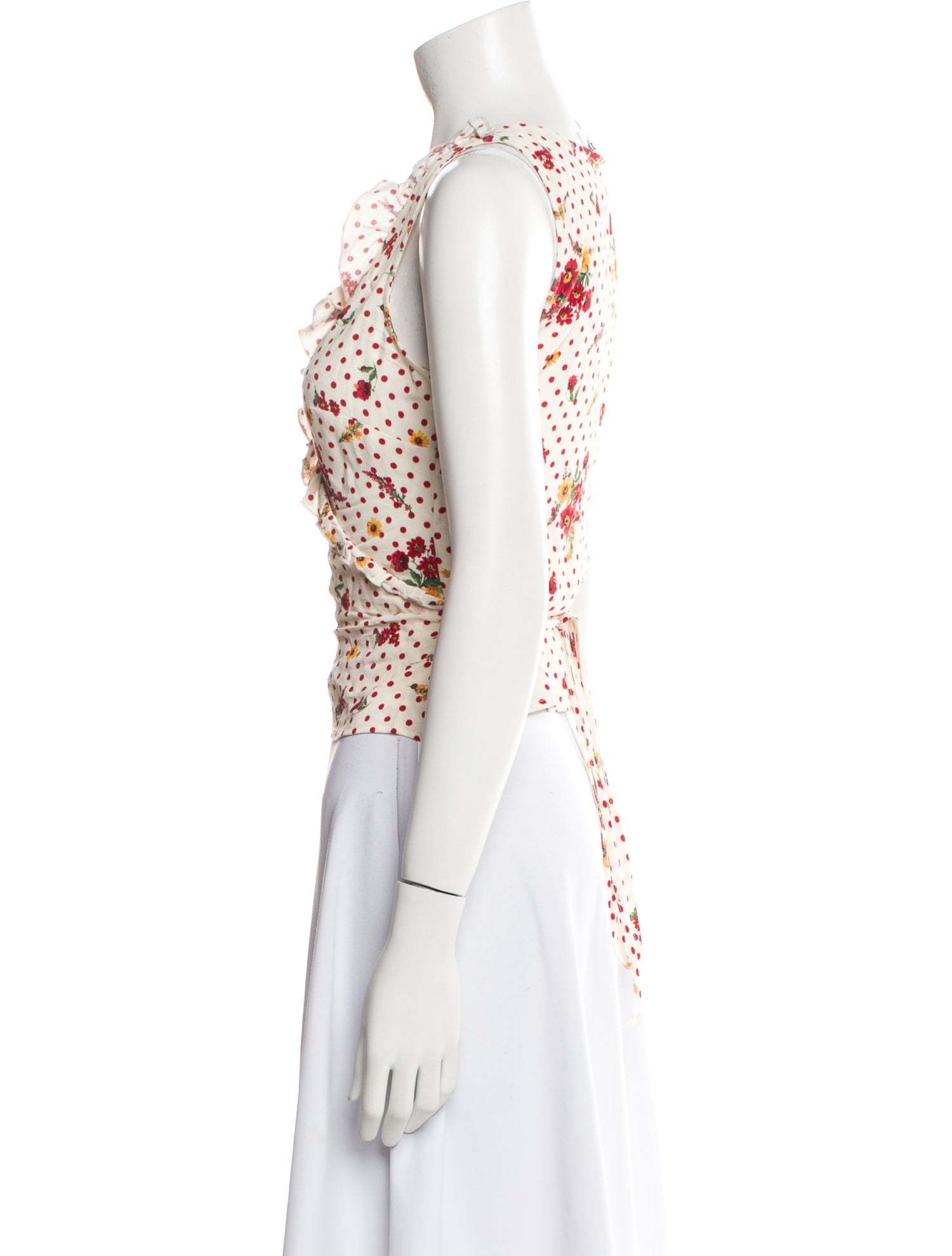 Rouje Floral Print V-Neck Crop Top