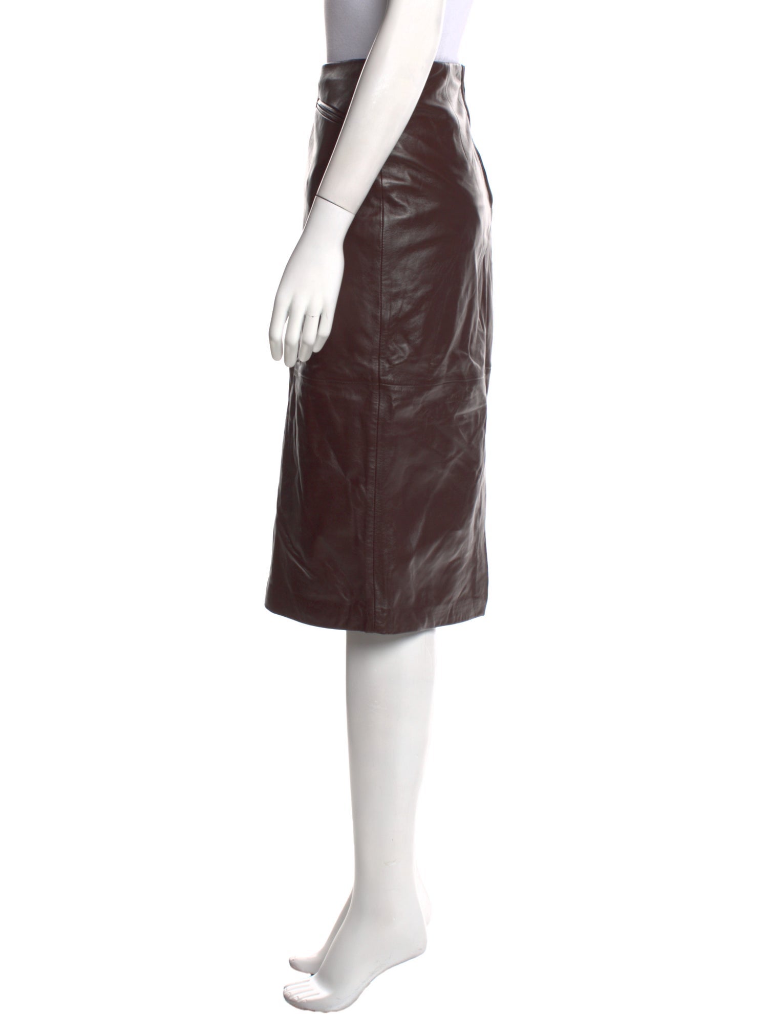 Rouje Lamb Leather Knee-Length Skirt