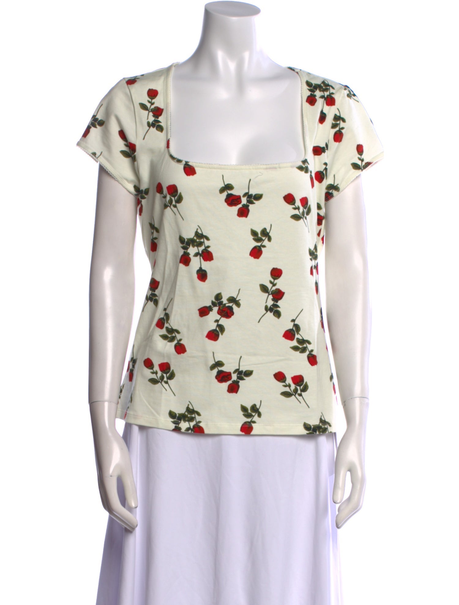 Rouje Floral Print Square Neckline Blouse