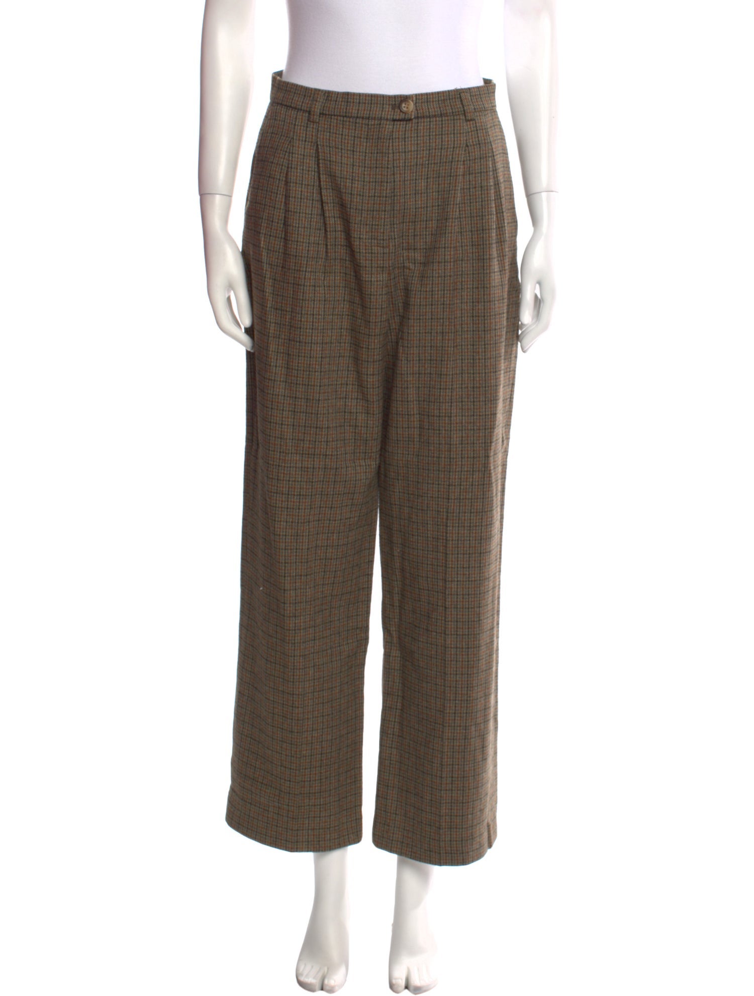 Rouje Plaid Print Wide Leg Pants