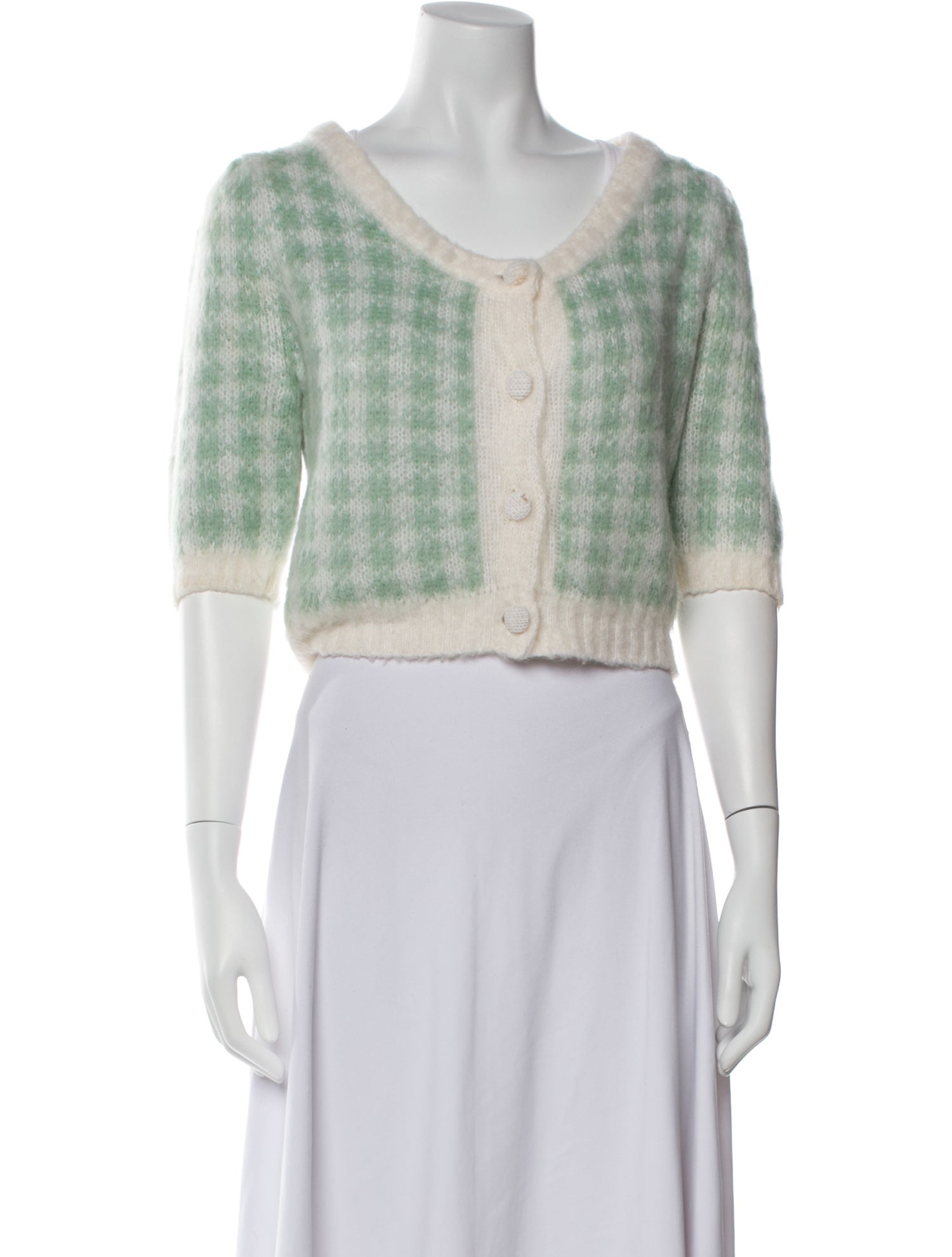 Rouje Plaid Print Scoop Neck Sweater