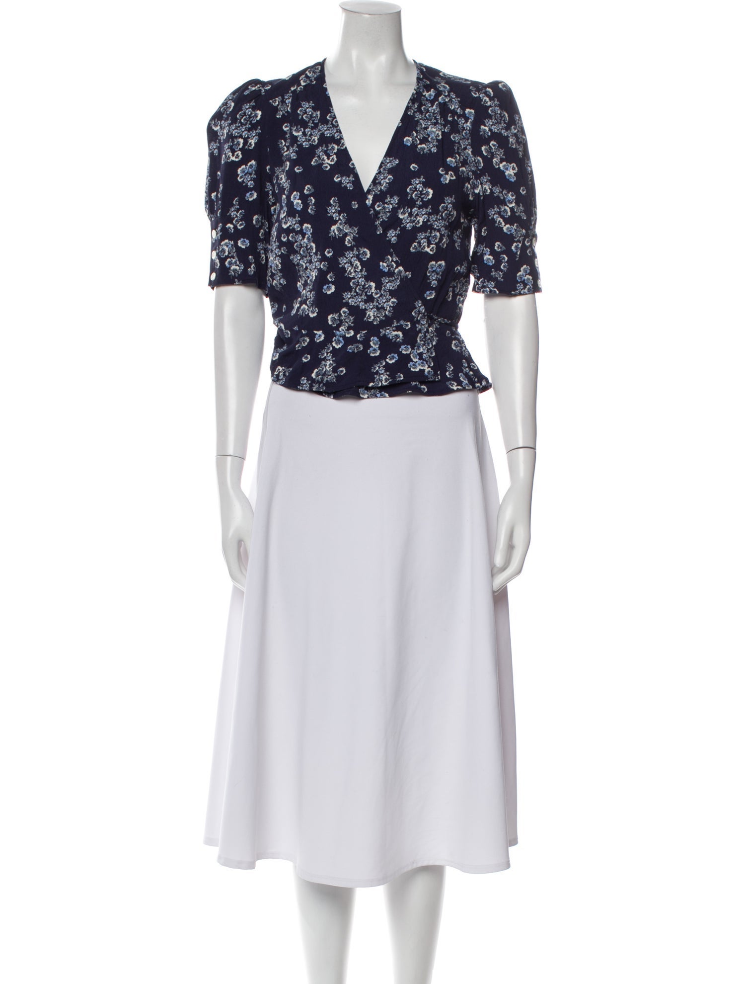 Rouje Floral Print V-Neck Crop Top