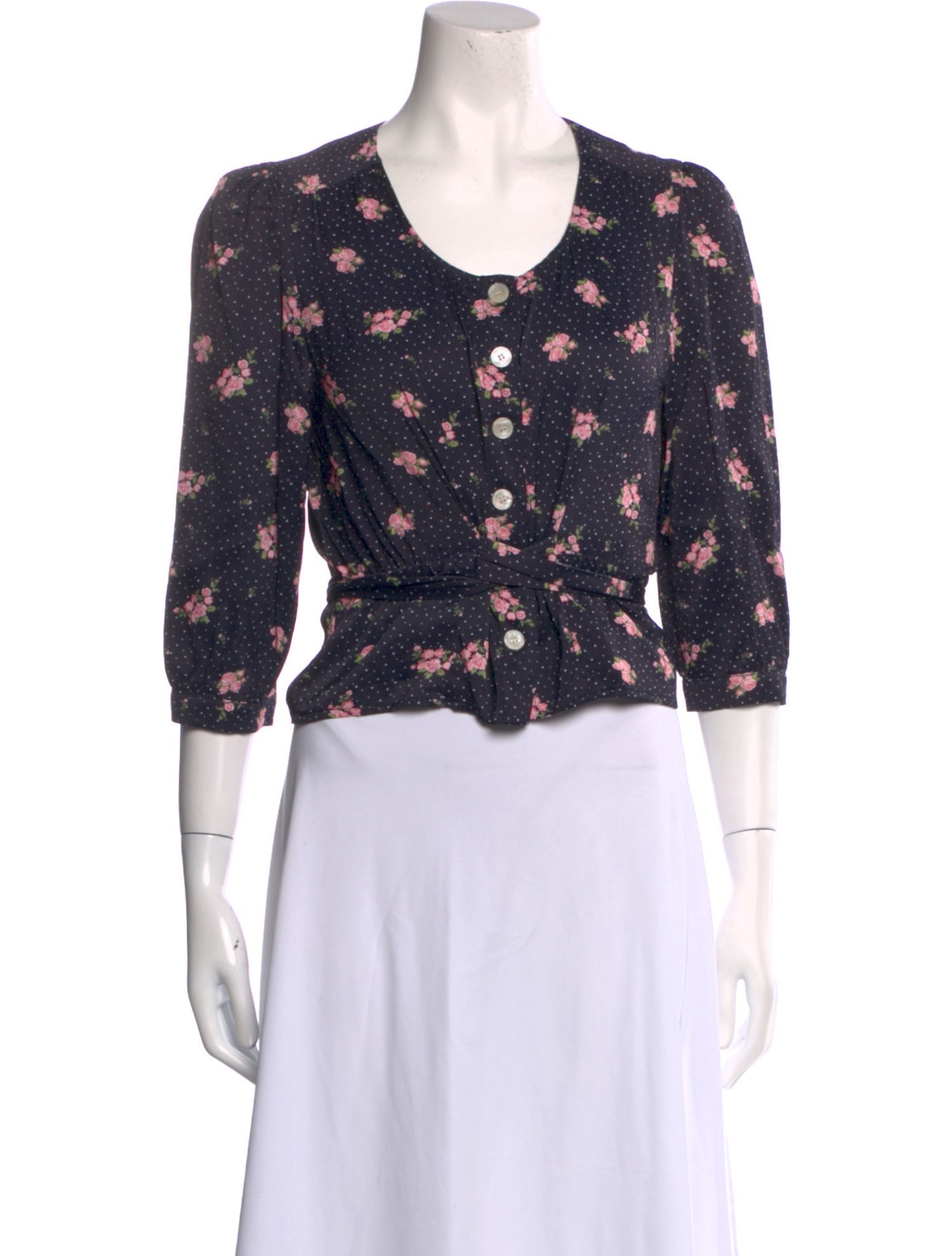 Rouje Floral Print Scoop Neck Crop Top