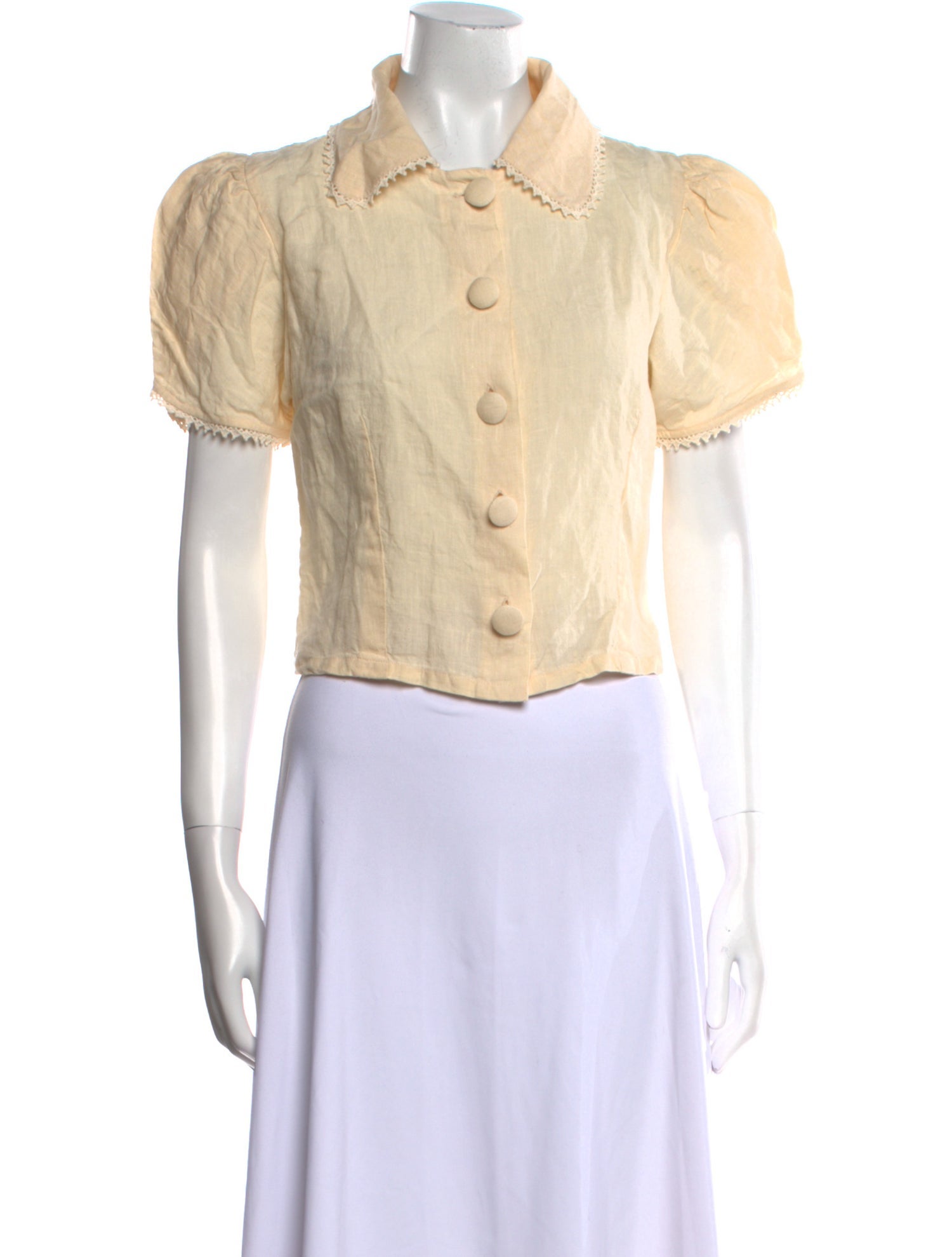 Rouje Linen Short Sleeve Button-Up Top