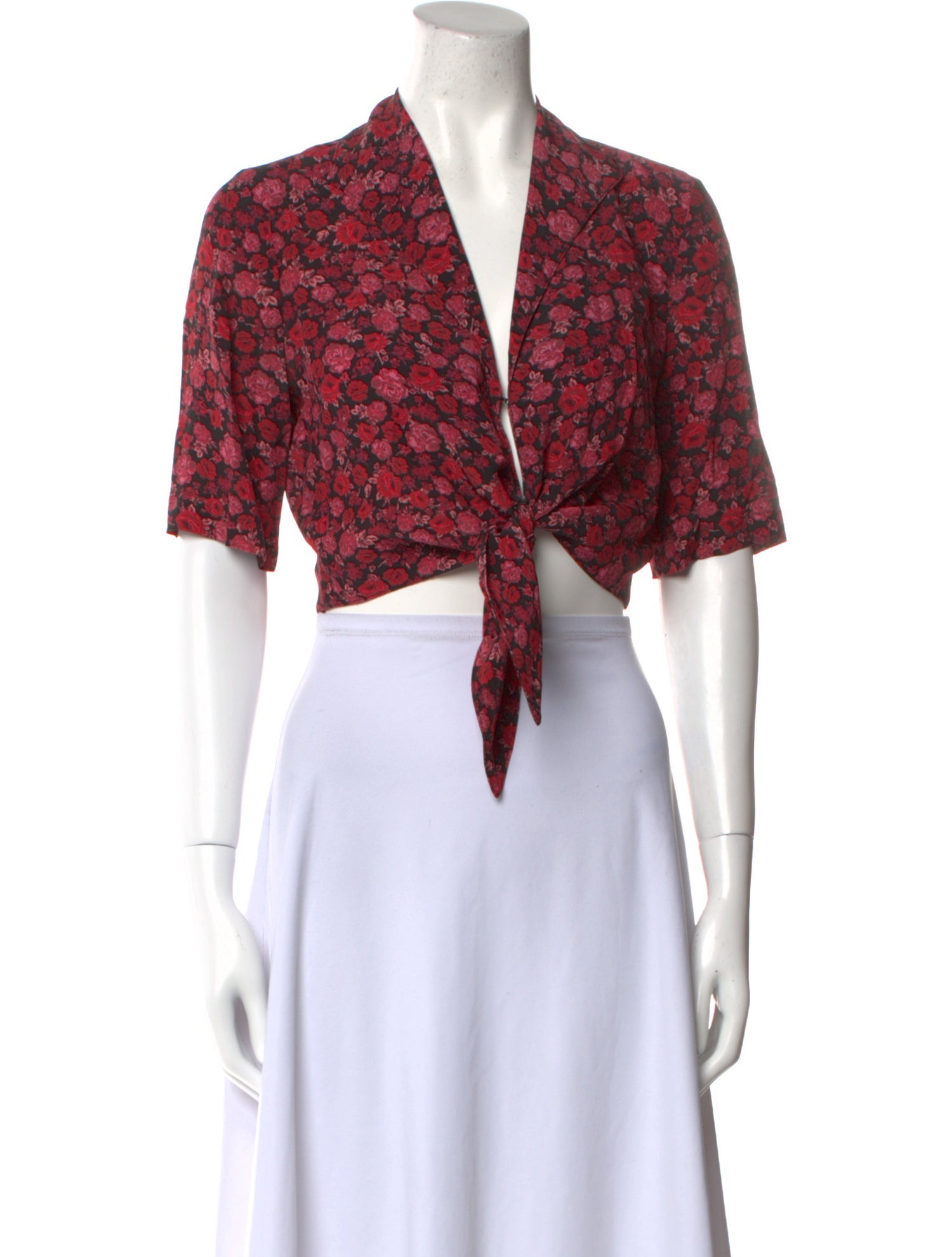 Rouje Floral Print V-Neck Crop Top