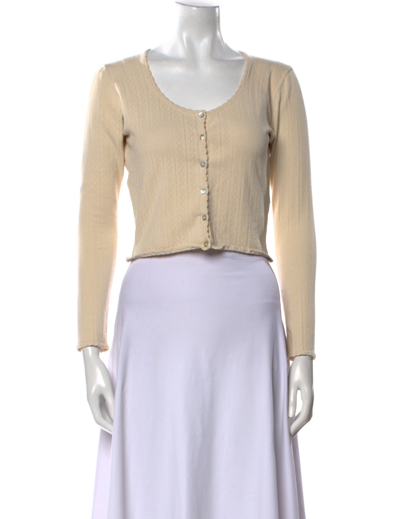 Rouje Scoop Neck Long Sleeve Crop Top