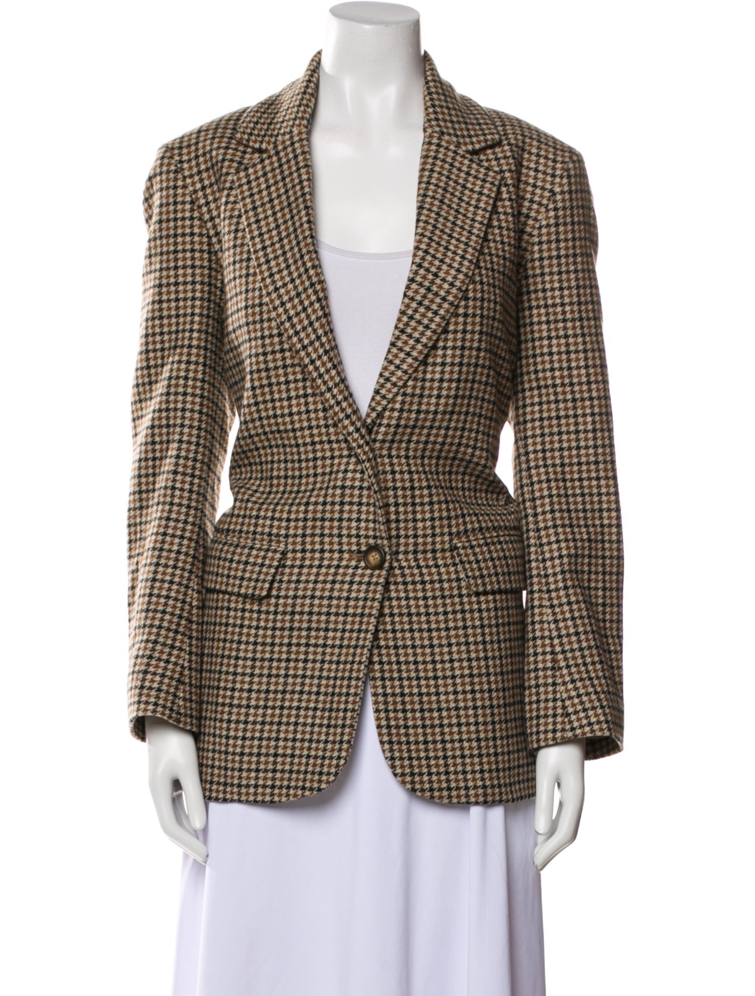 Rouje Wool Plaid Print Blazer