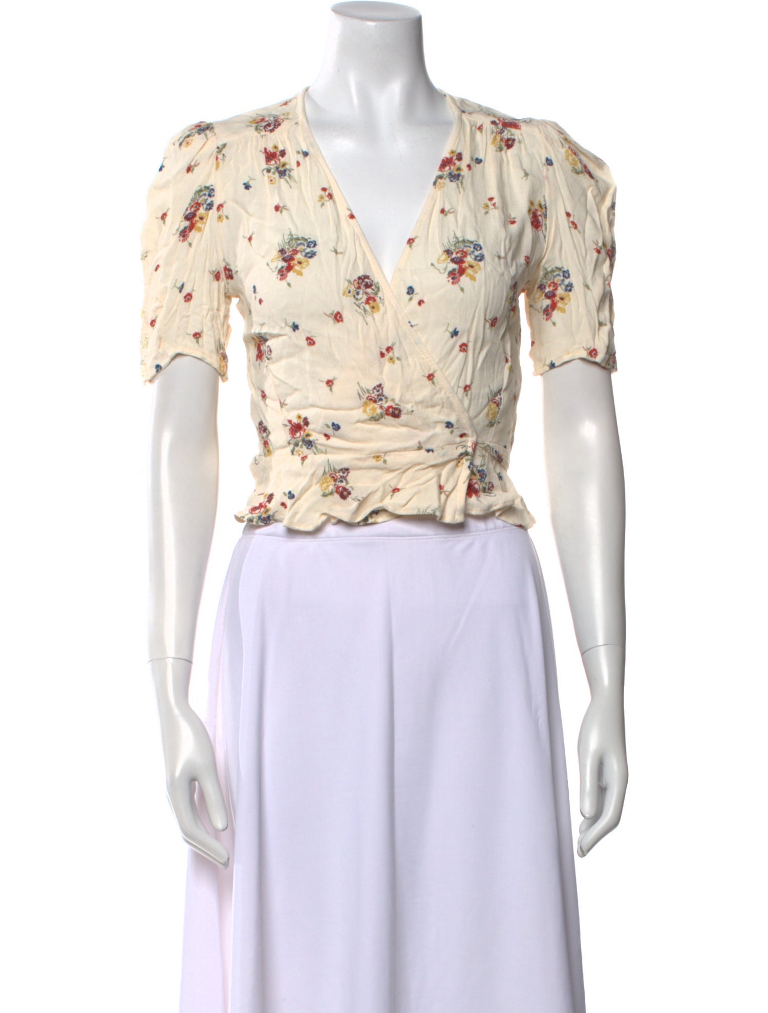 Rouje Floral Print V-Neck Crop Top