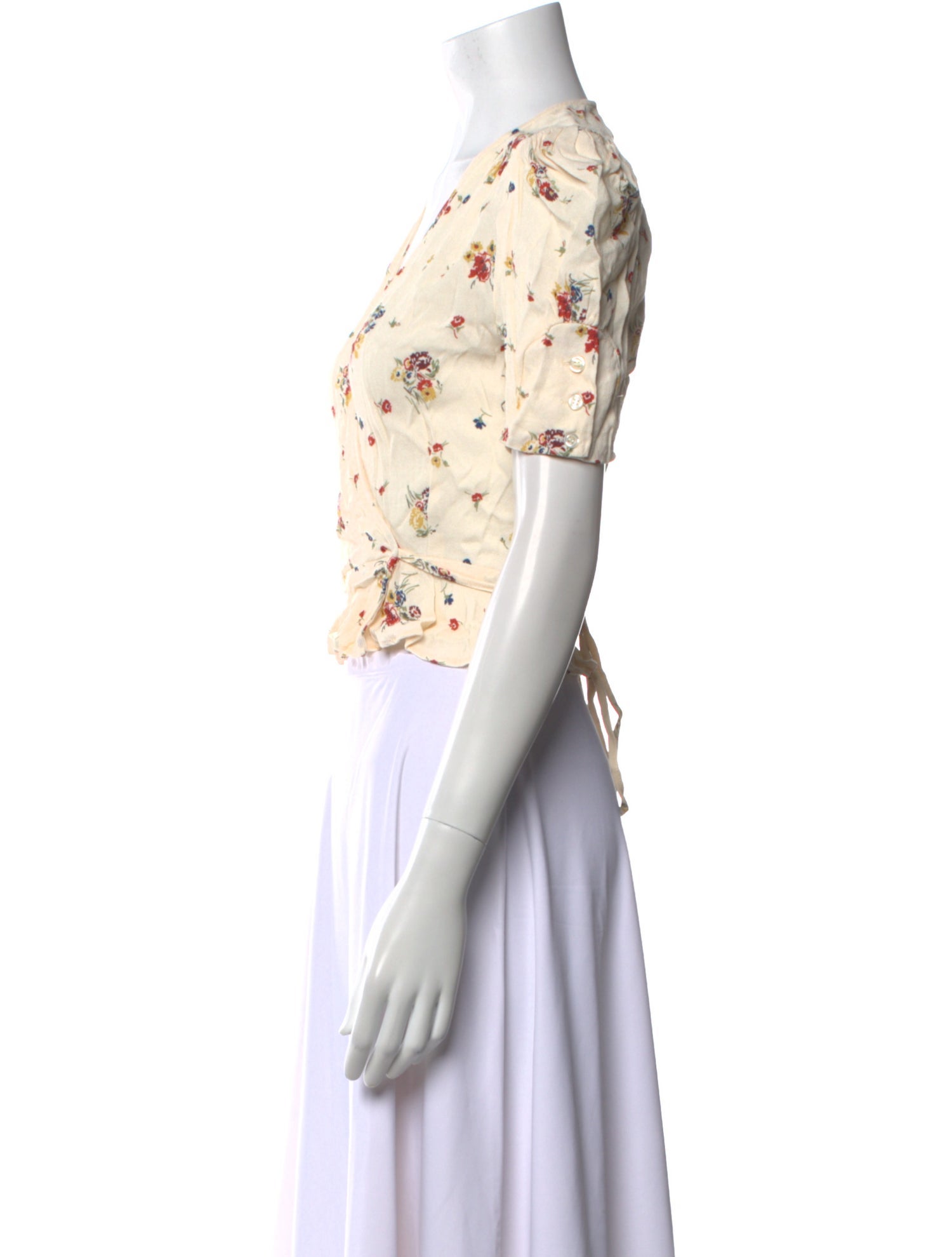 Rouje Floral Print V-Neck Crop Top