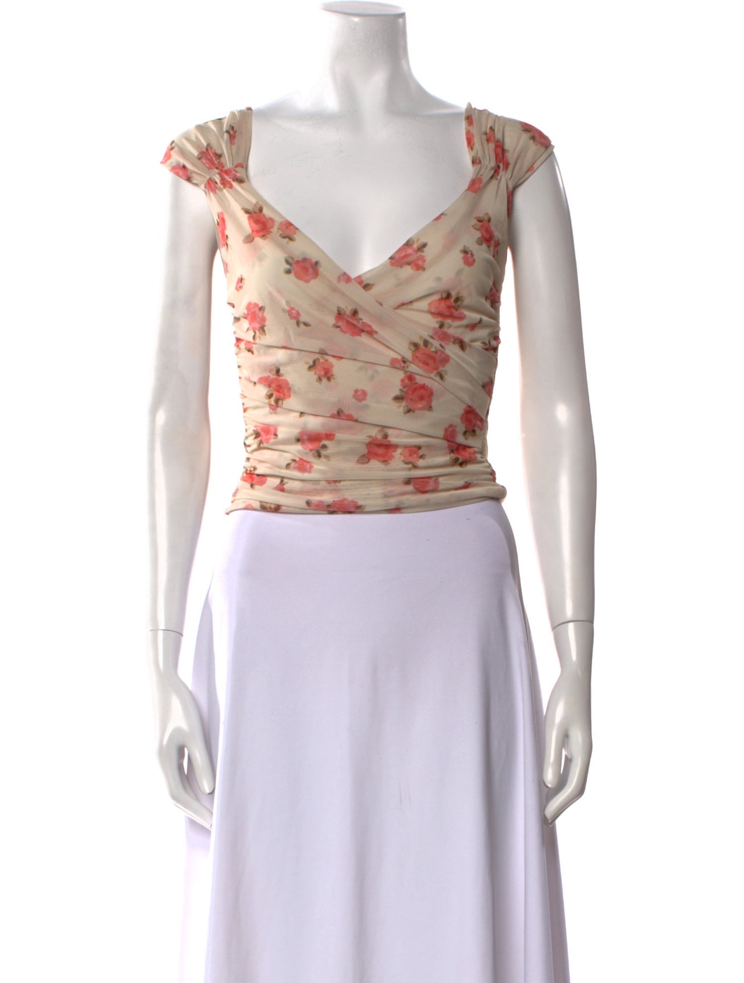 Rouje Floral Print V-Neck Crop Top