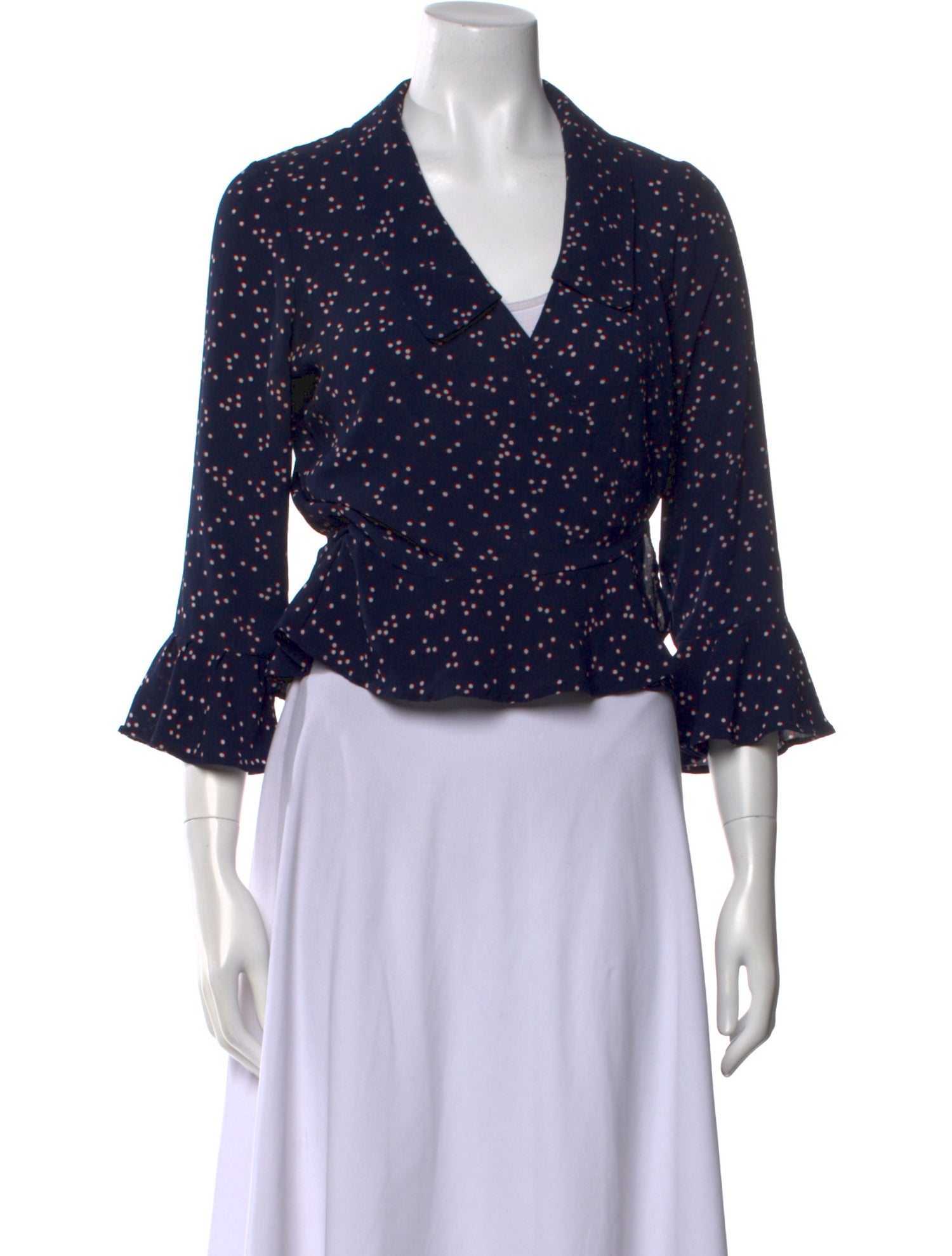 Rouje Polka Dot Print V-Neck Crop Top