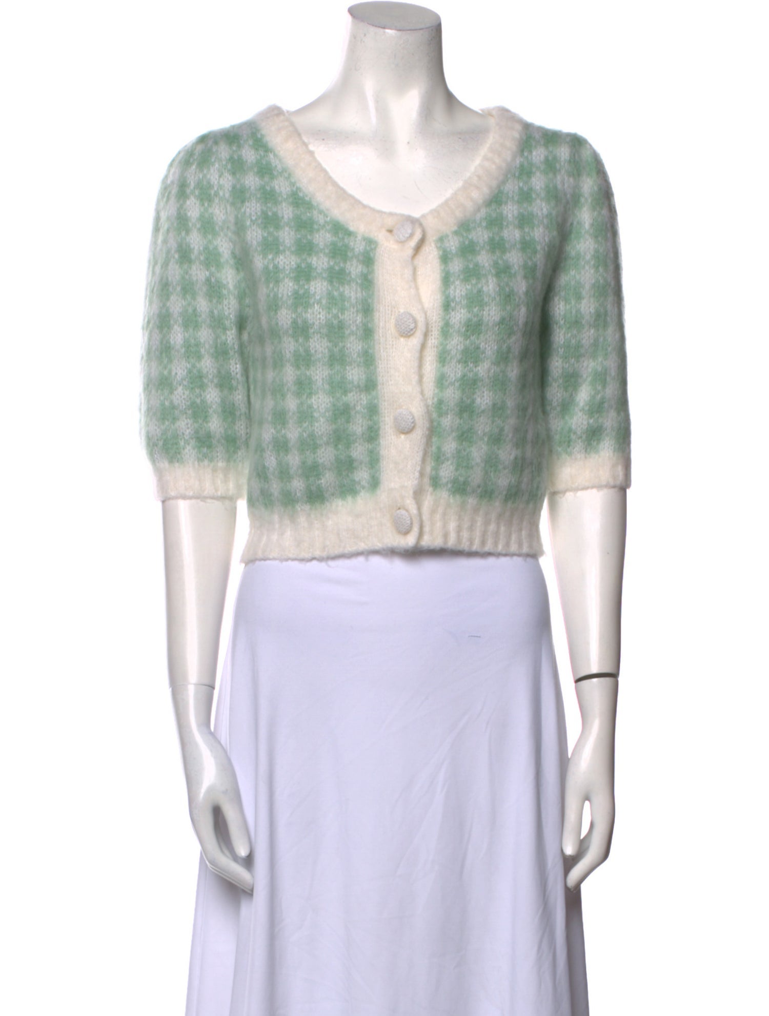 Rouje Plaid Print Scoop Neck Sweater