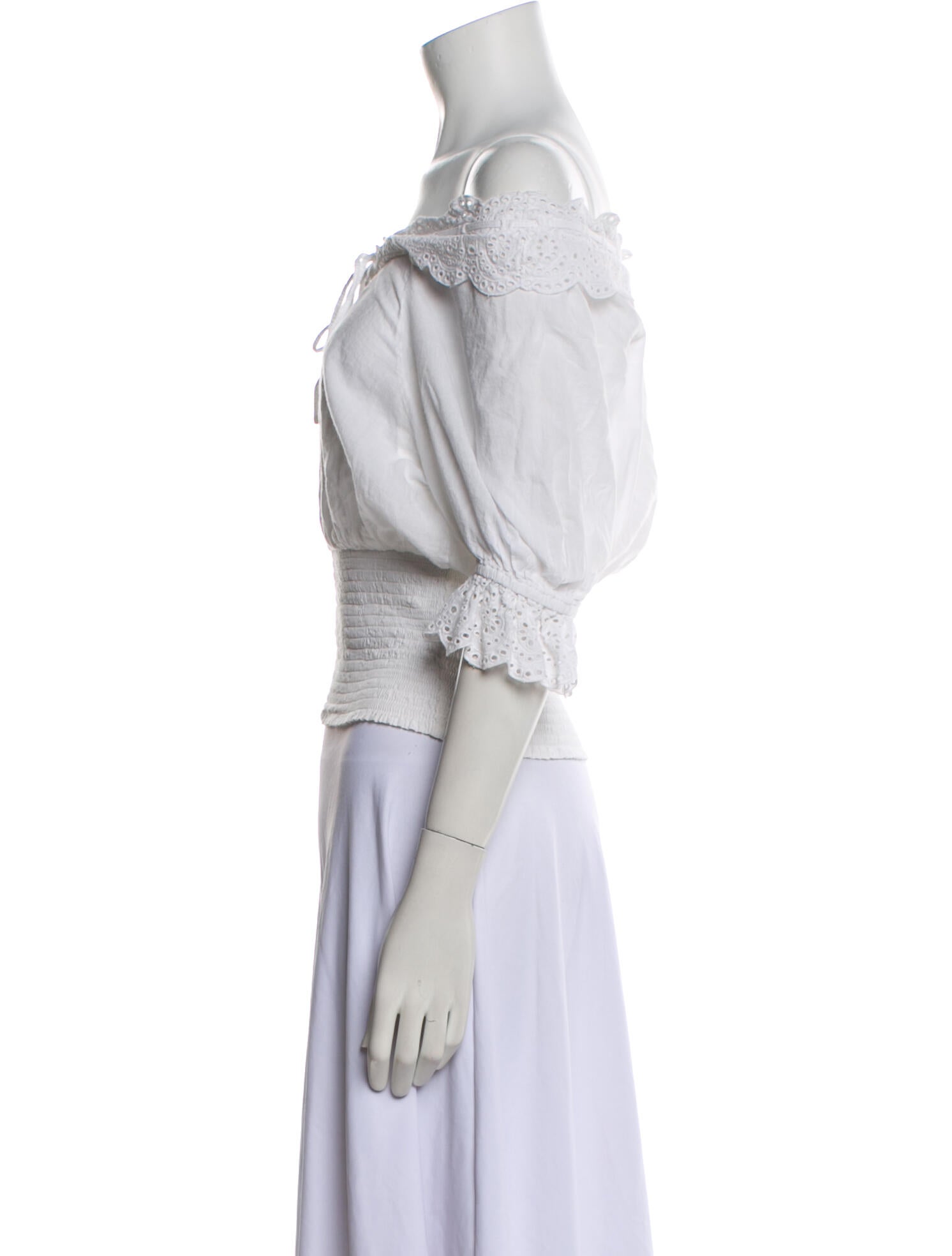 Rouje Off-The-Shoulder Three-Quarter Sleeve Crop Top