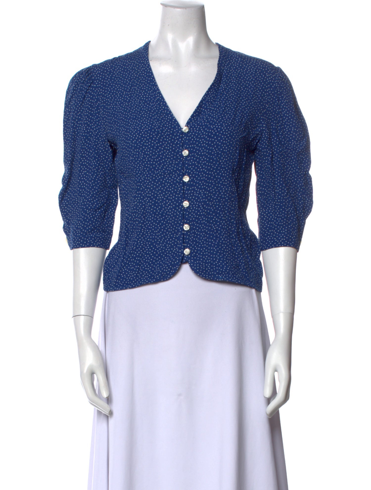 Rouje V-Neck Three-Quarter Sleeve Crop Top