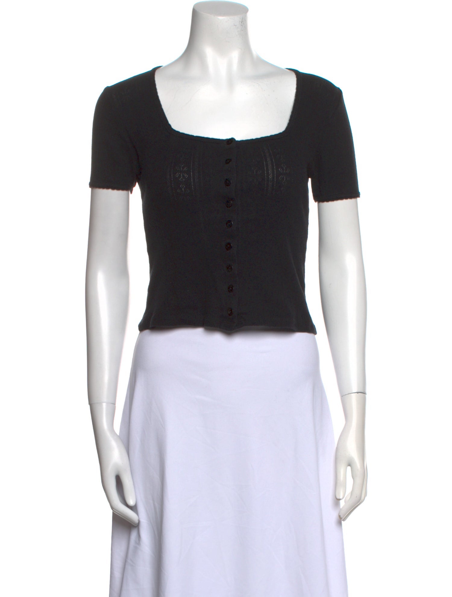 Rouje Square Neckline Short Sleeve Crop Top