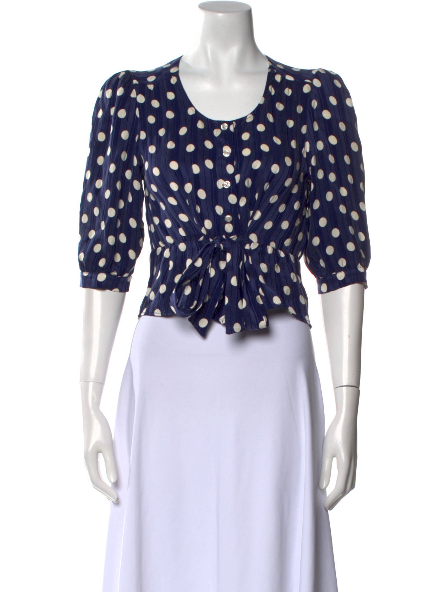 Rouje Polka Dot Print Scoop Neck Crop Top