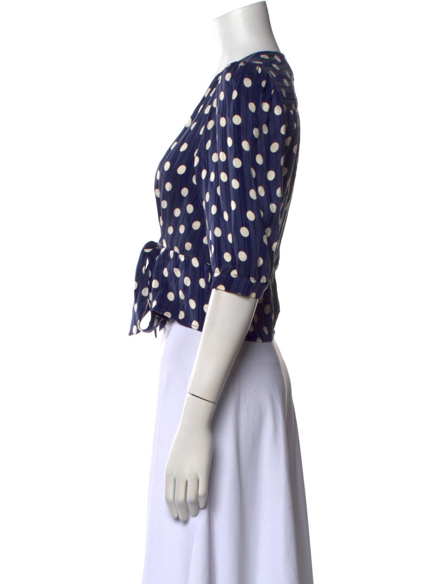 Rouje Polka Dot Print Scoop Neck Crop Top