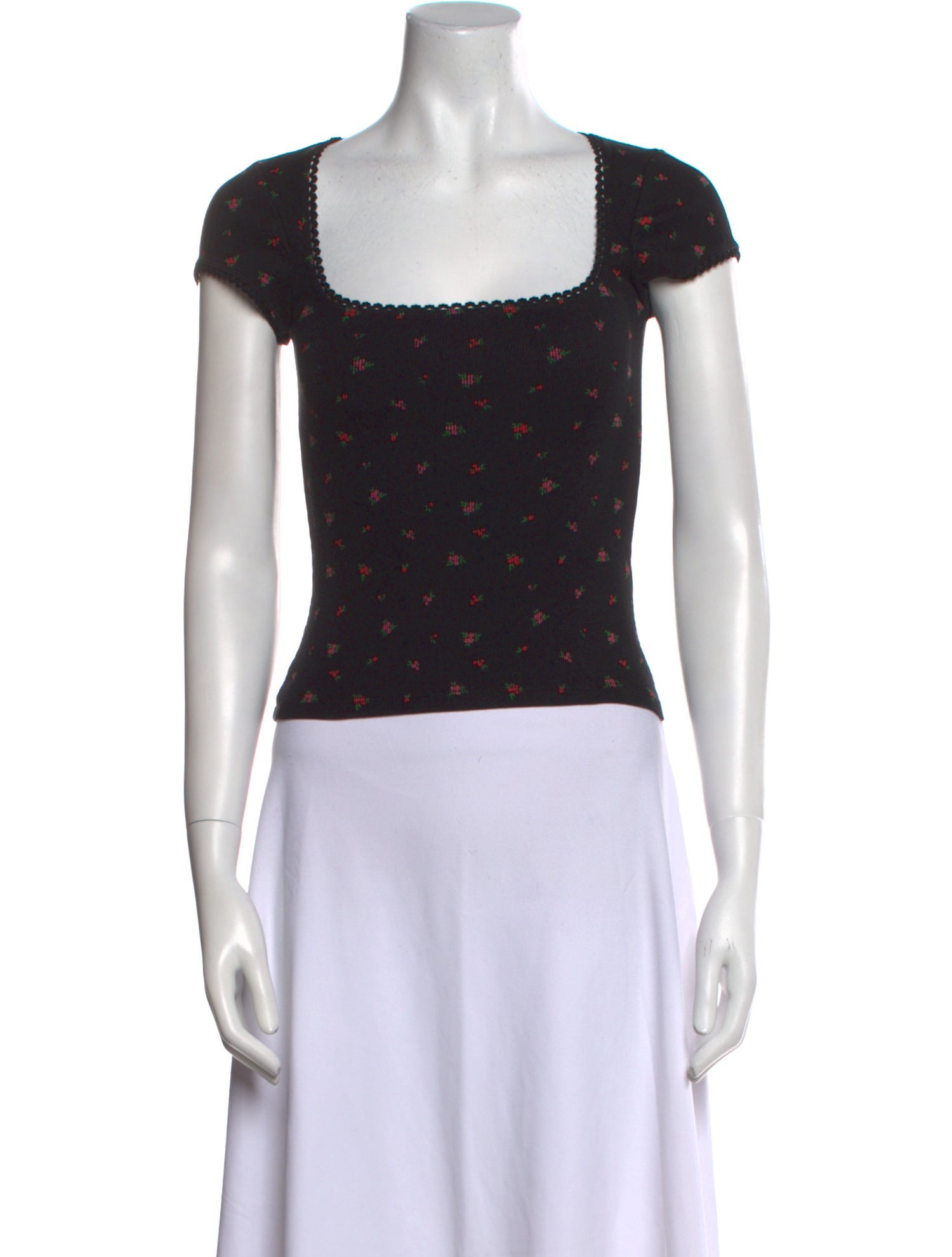 Rouje Floral Print Square Neckline Crop Top