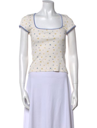 Rouje Printed Square Neckline Crop Top