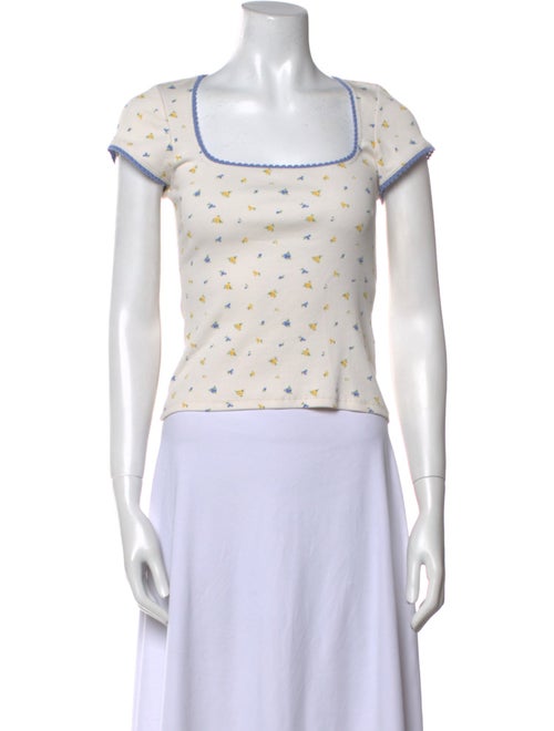 Rouje Printed Square Neckline Crop Top