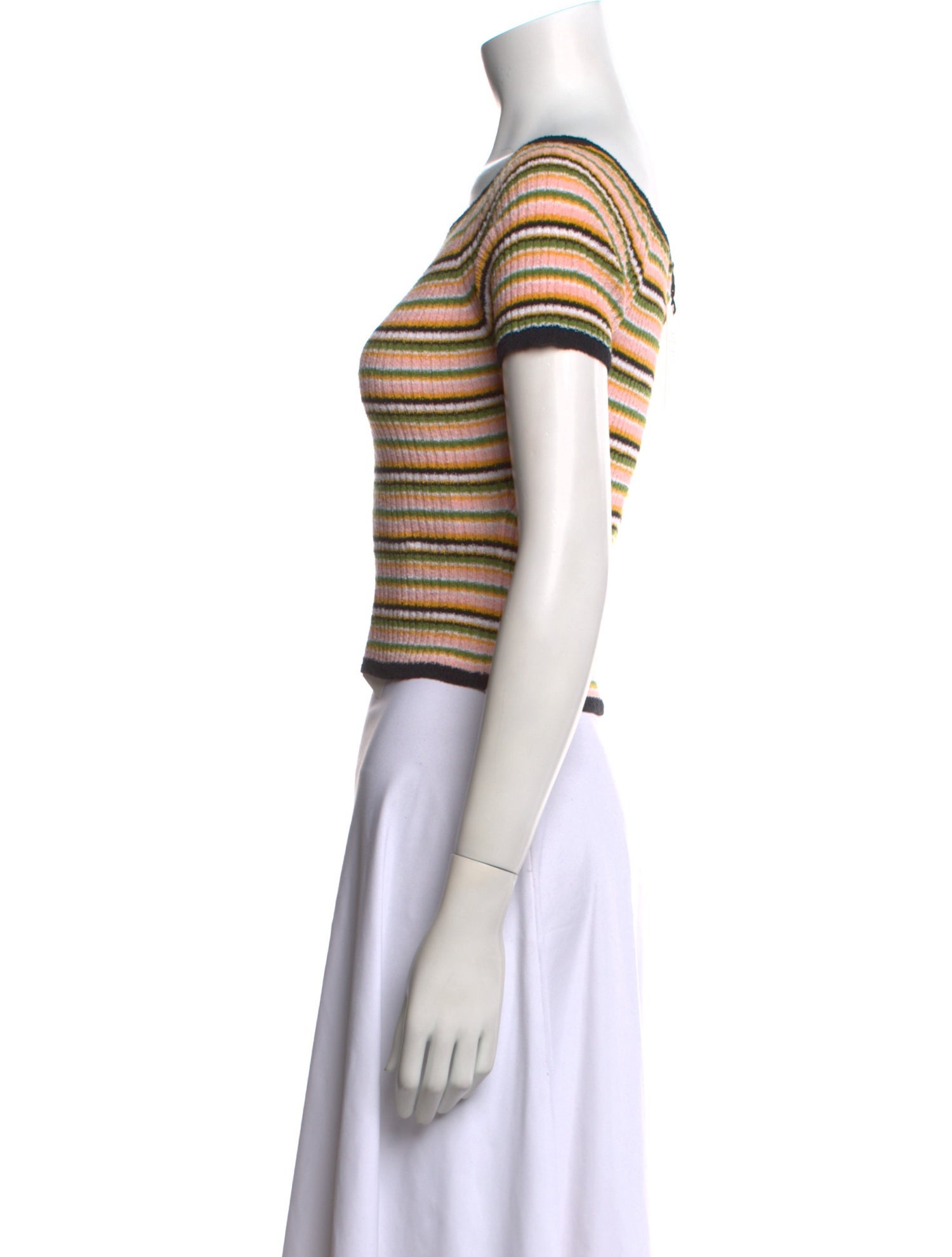 Rouje Striped Bateau Neckline Crop Top