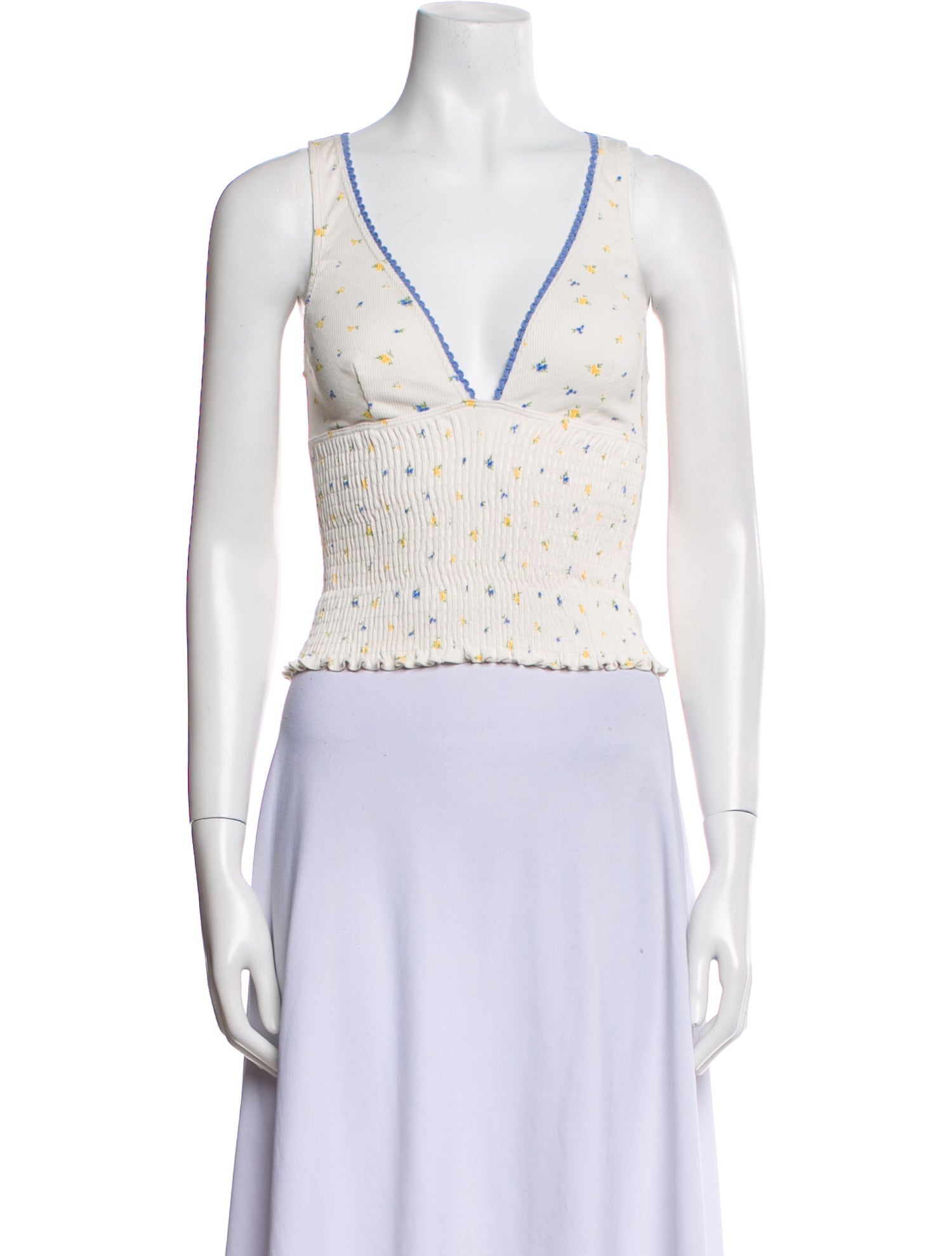 Rouje Printed V-Neck Crop Top