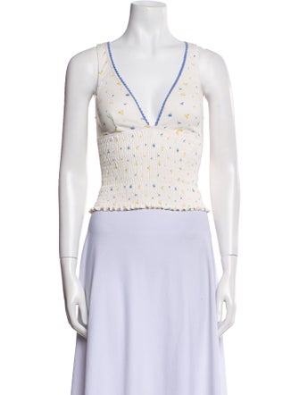 Rouje Printed V-Neck Crop Top