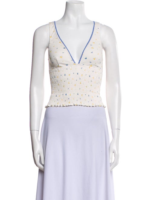 Rouje Printed V-Neck Crop Top