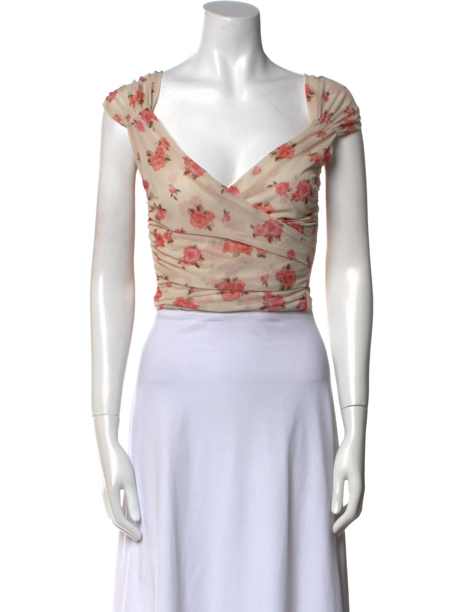 Rouje Floral Print V-Neck Crop Top