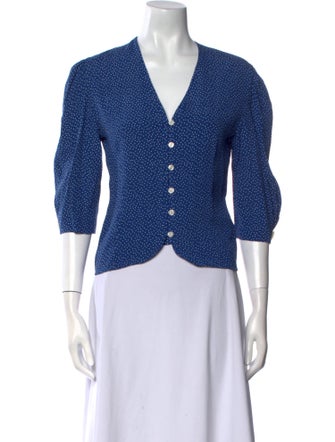 Rouje V-Neck Three-Quarter Sleeve Crop Top