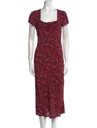 Rouje Floral Print Midi Length Dress