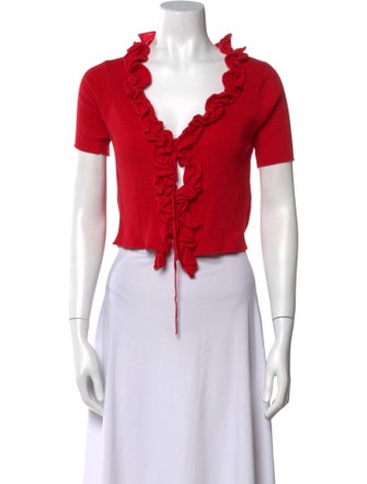 Rouje V-Neck Short Sleeve Crop Top