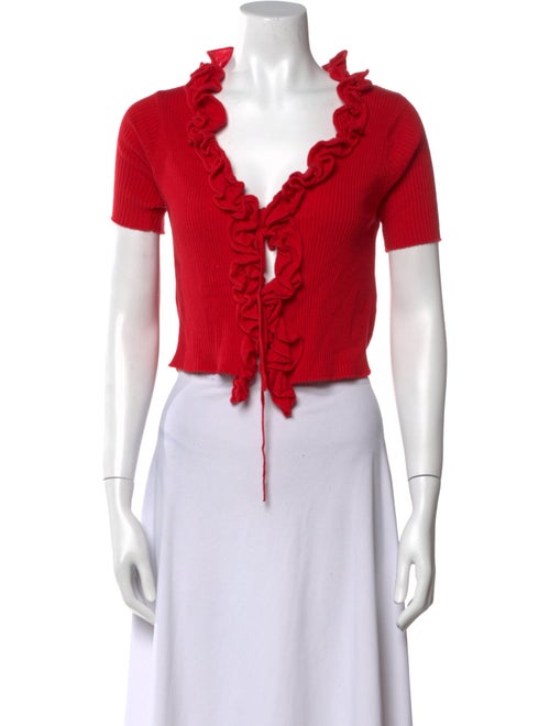 Rouje V-Neck Short Sleeve Crop Top