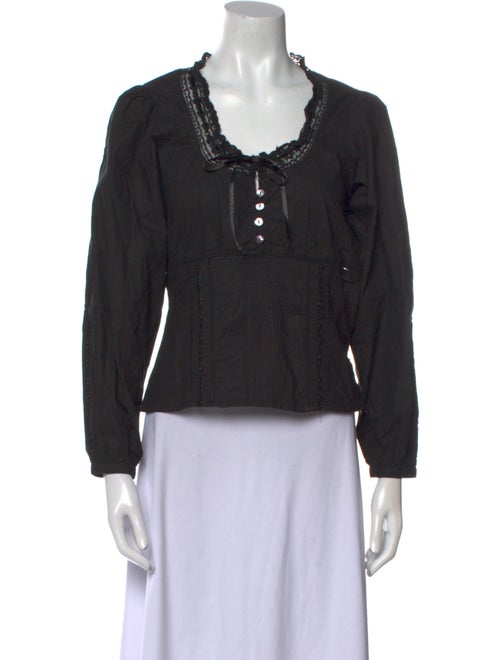 Rouje Scoop Neck Long Sleeve Crop Top