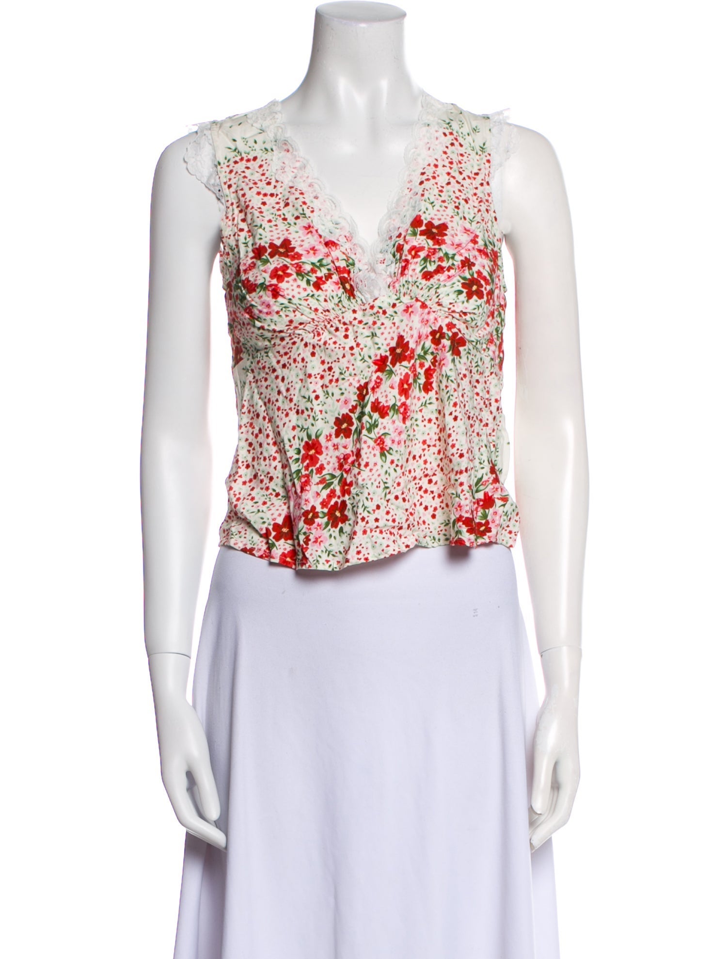 Rouje Floral Print V-Neck Crop Top