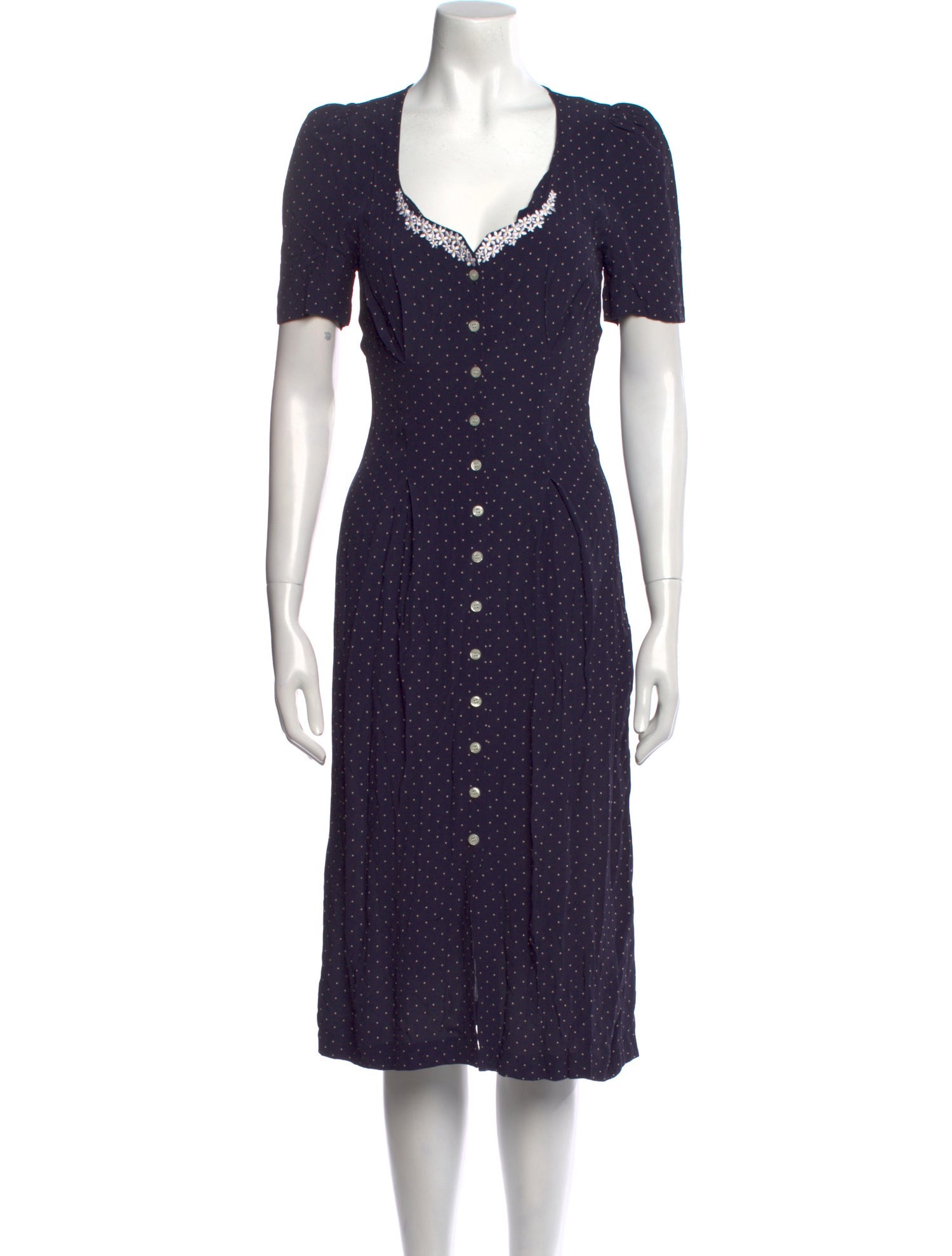 Rouje Polka Dot Print Midi Length Dress