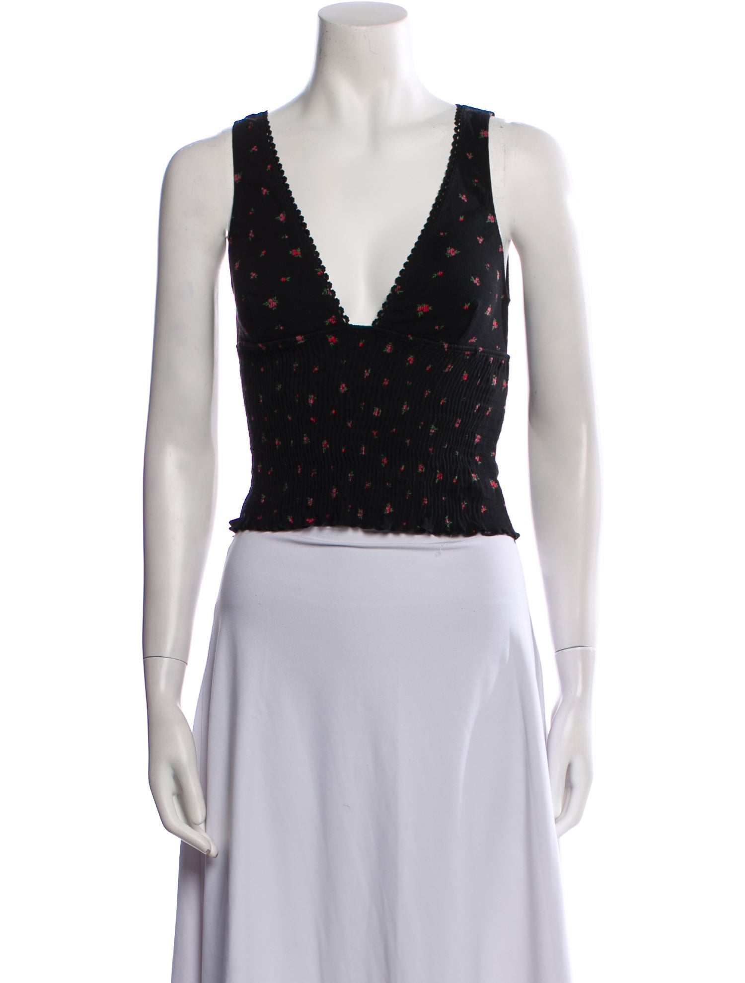 Rouje Printed V-Neck Crop Top