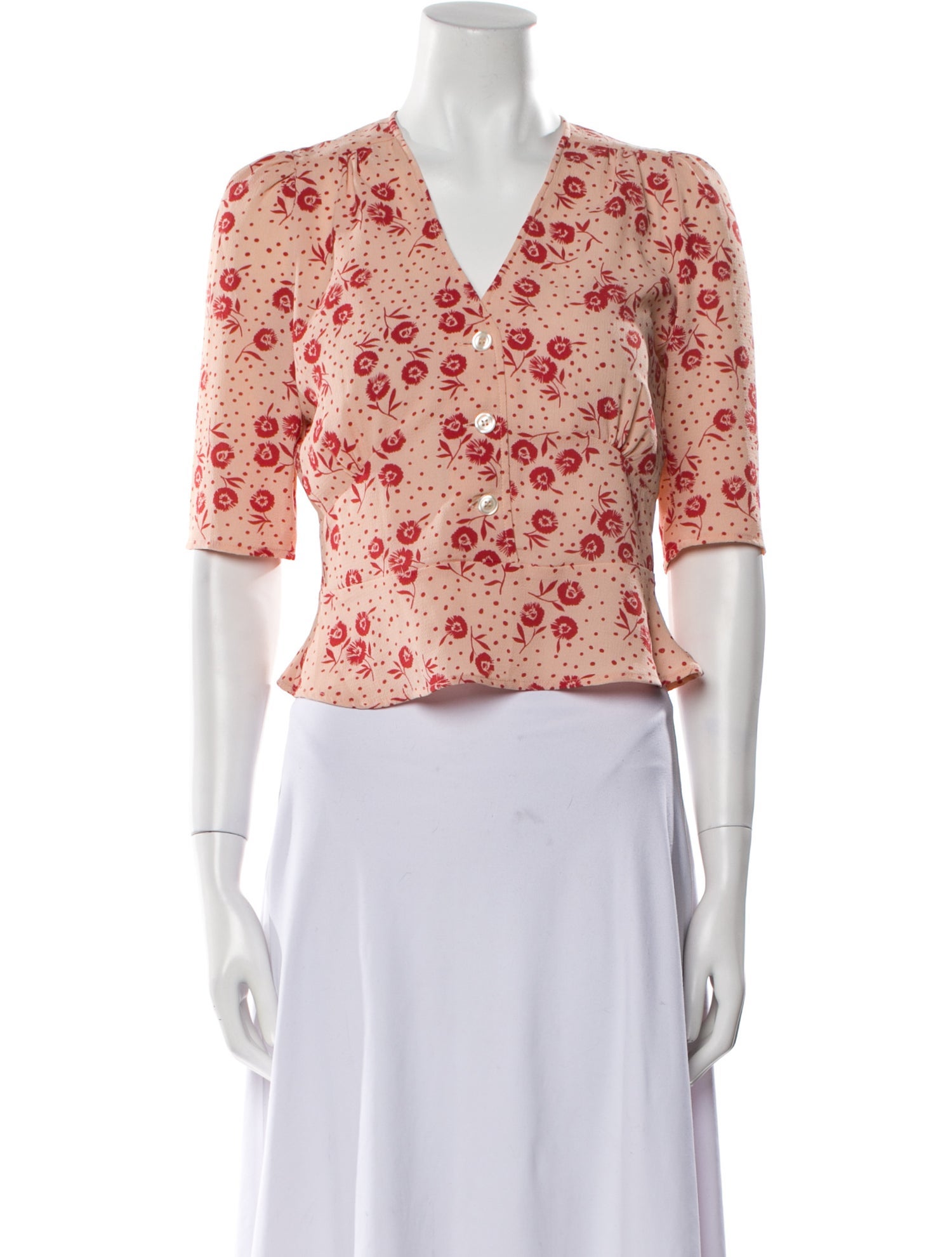 Rouje Floral Print V-Neck Crop Top