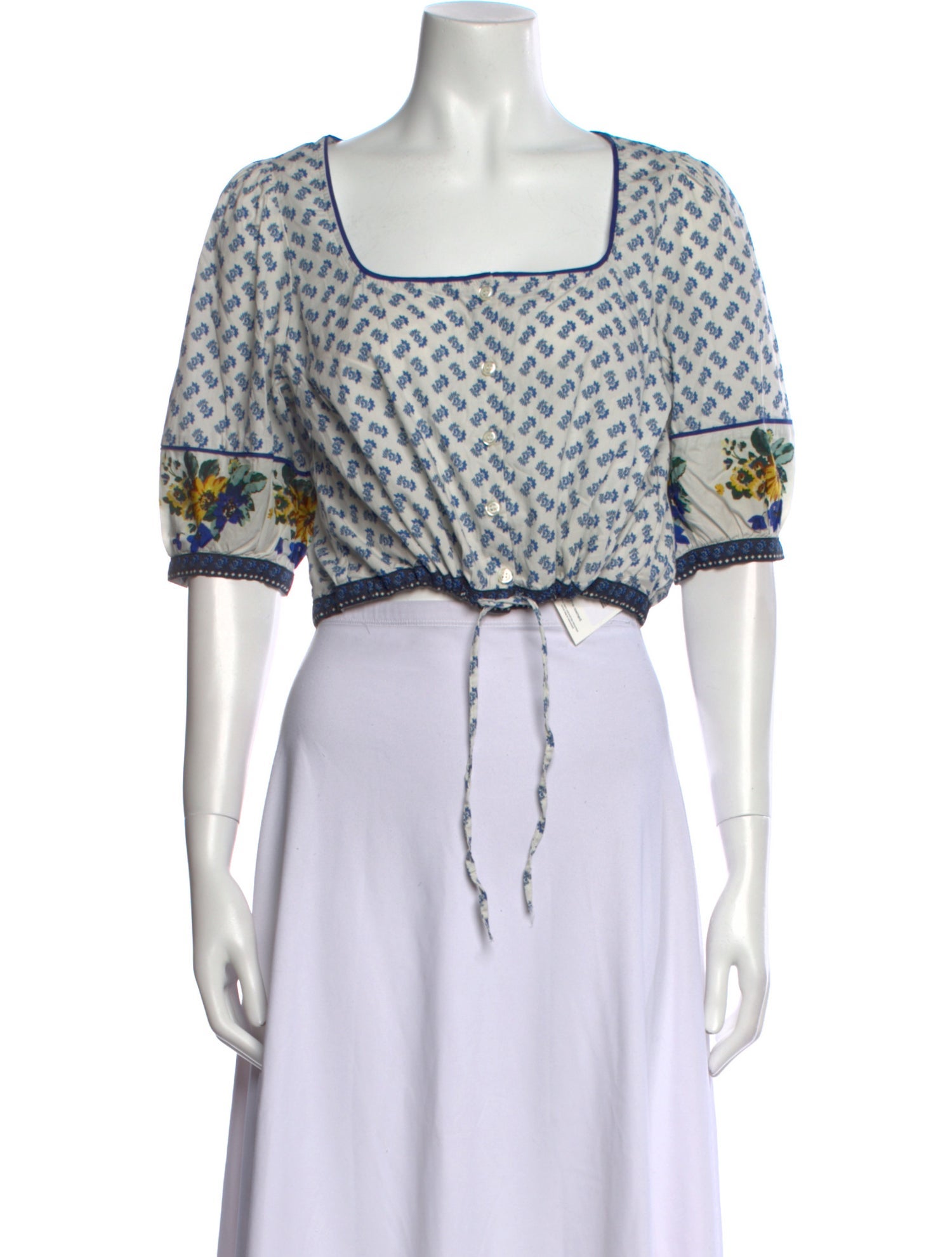 Rouje Printed Square Neckline Crop Top