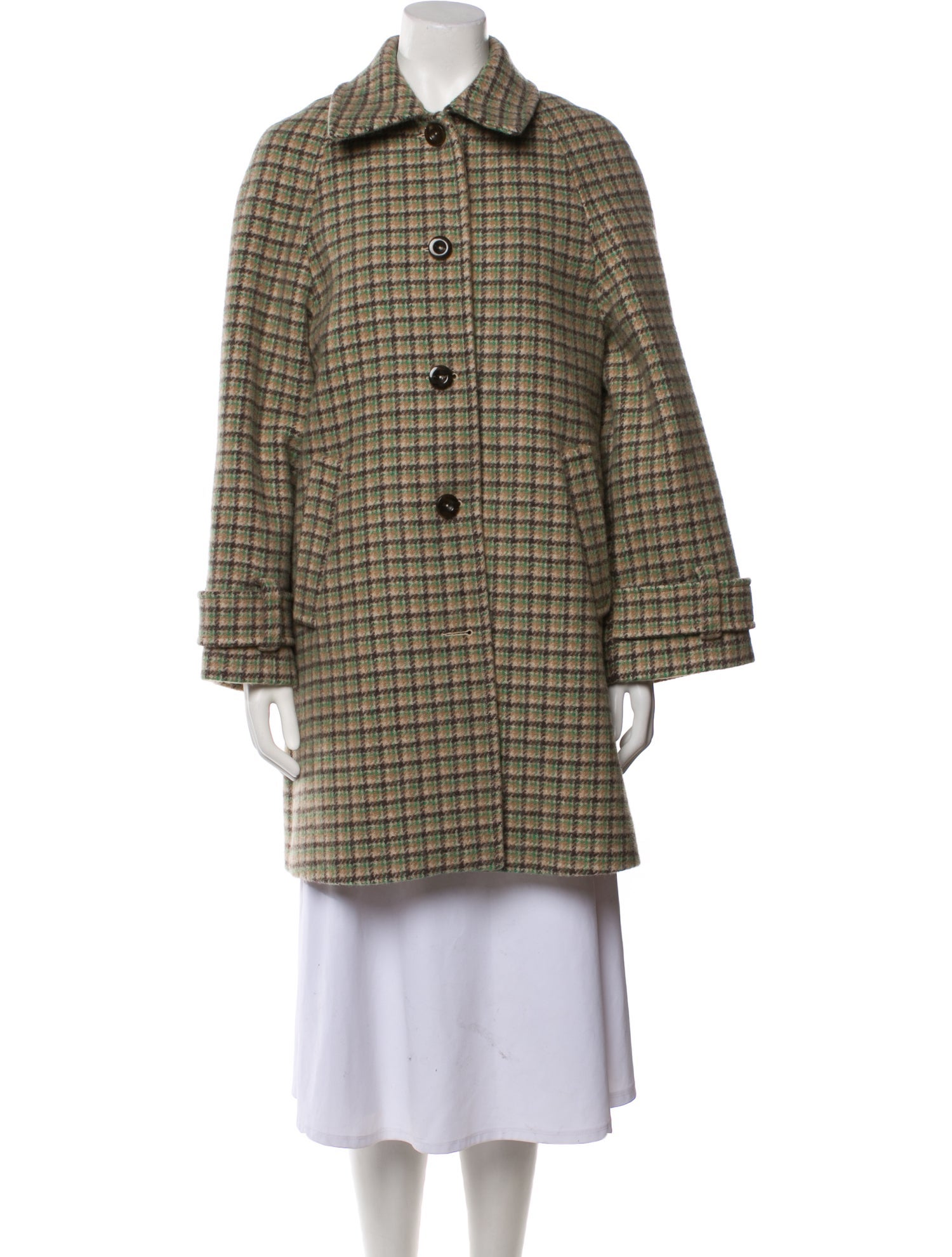 Rouje Wool Plaid Print Peacoat