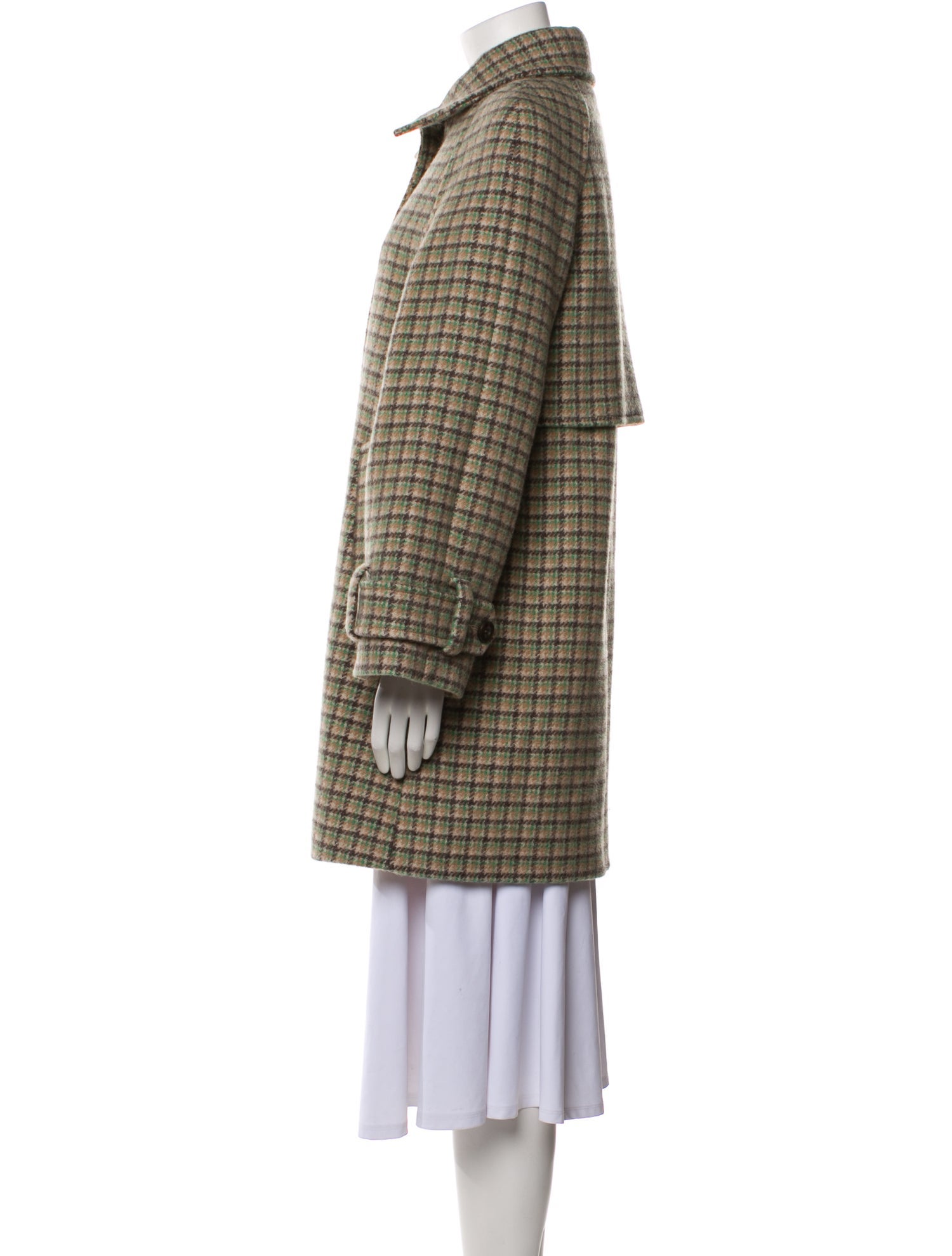 Rouje Wool Plaid Print Peacoat