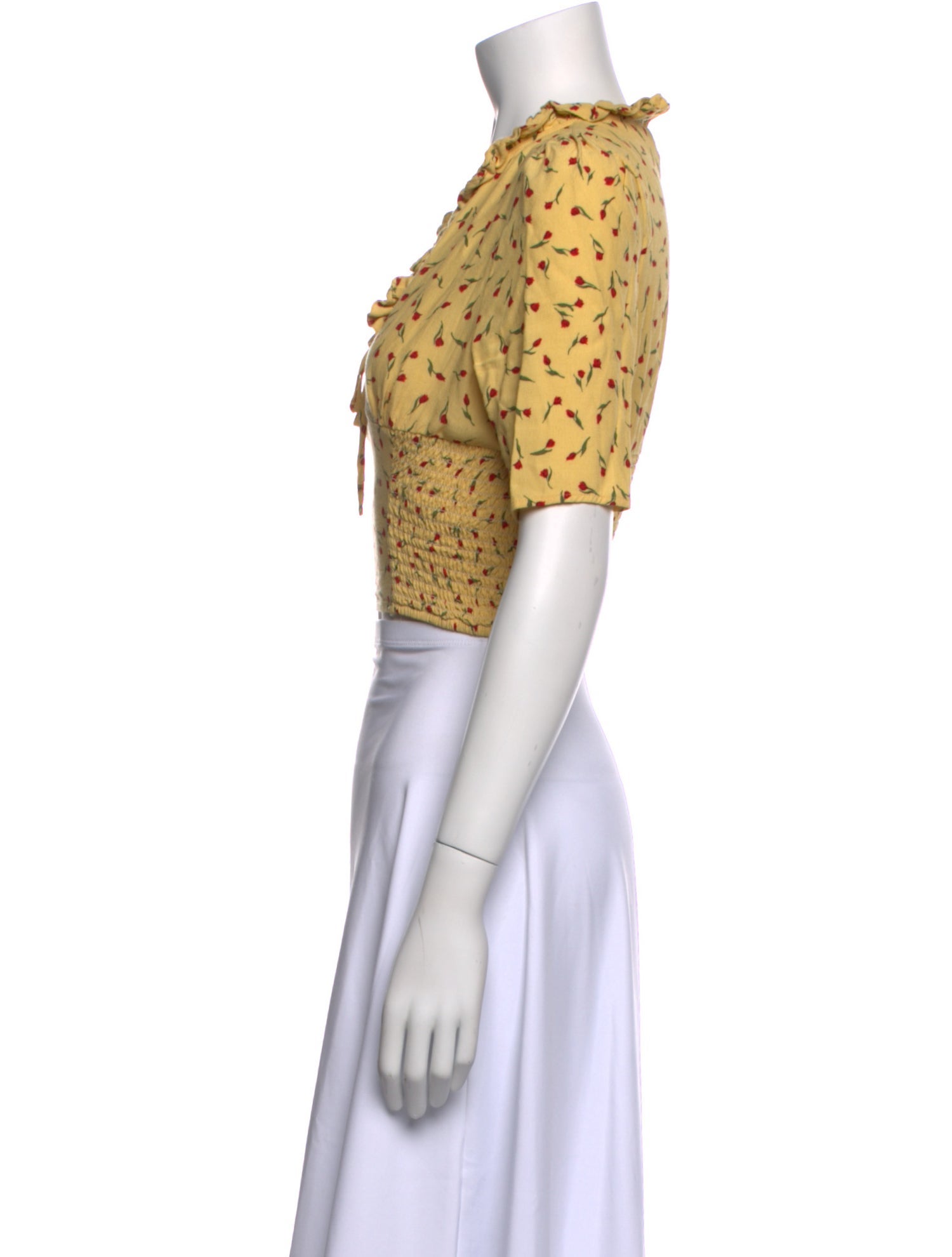 Rouje Printed V-Neck Crop Top