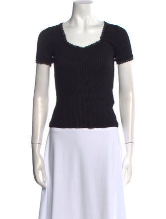 Rouje Square Neckline Short Sleeve T-Shirt