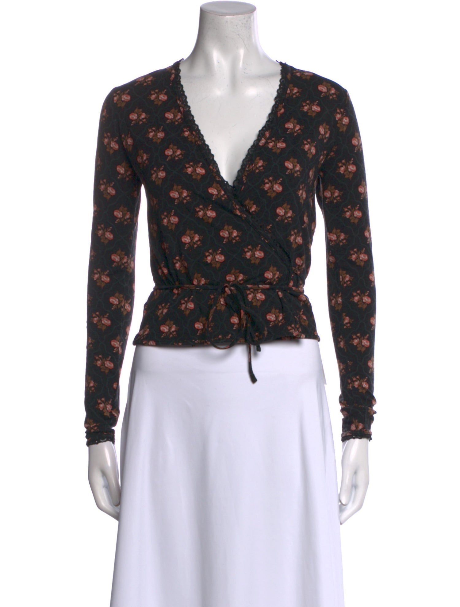 Rouje Floral Print V-Neck Crop Top